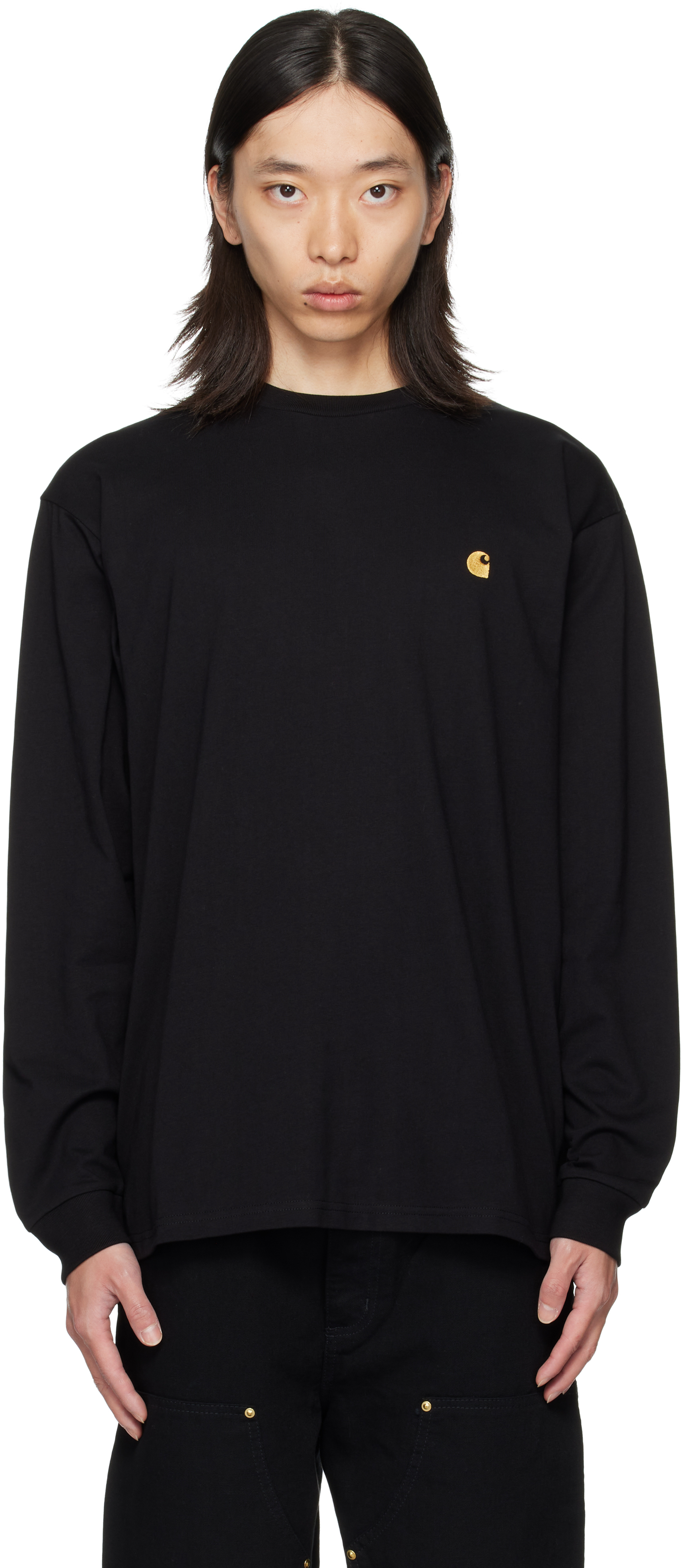 Carhartt Black Chase Long Sleeve T-shirt In Black