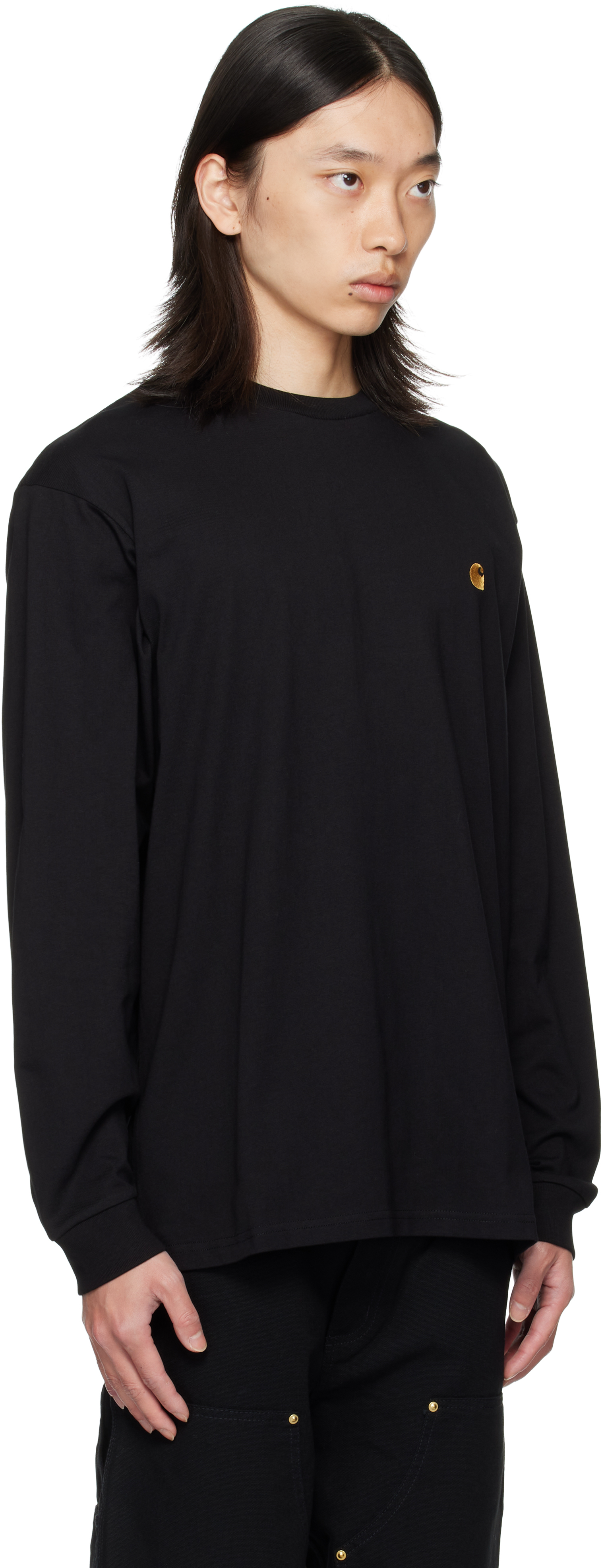 Carhartt Black Chase Long Sleeve T-shirt In Black