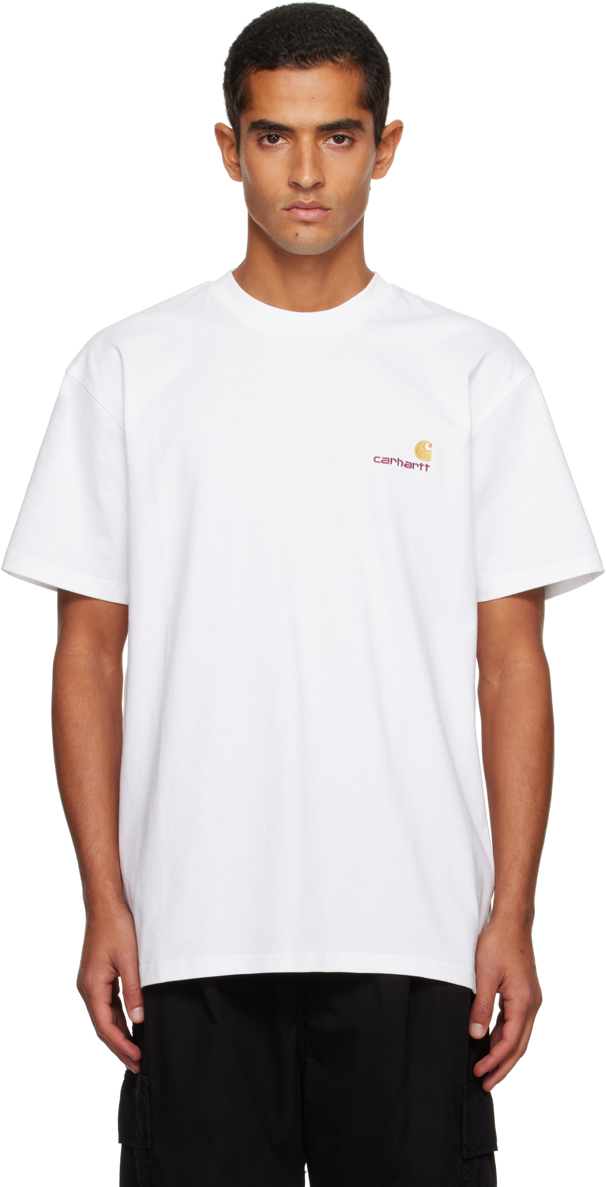 Carhartt American Script Logo-embroidered Organic Cotton-jersey T-shirt In White