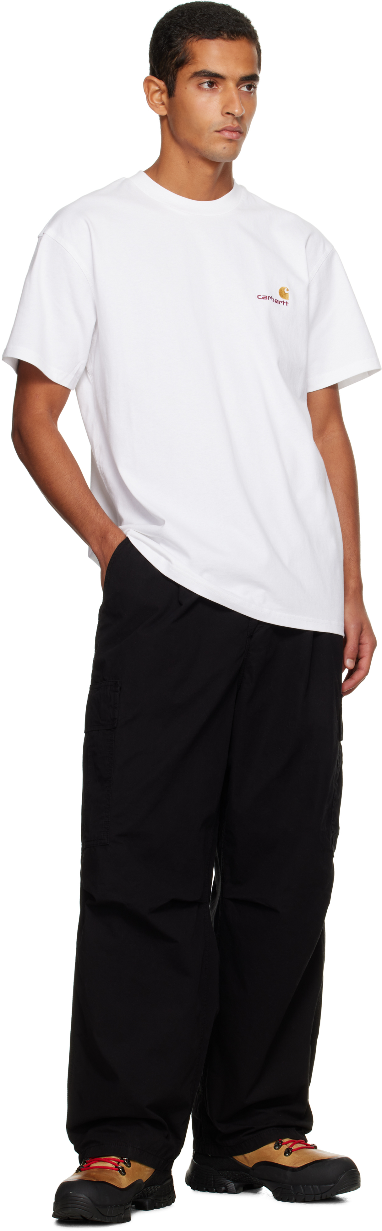 Carhartt American Script Logo-embroidered Organic Cotton-jersey T-shirt In White
