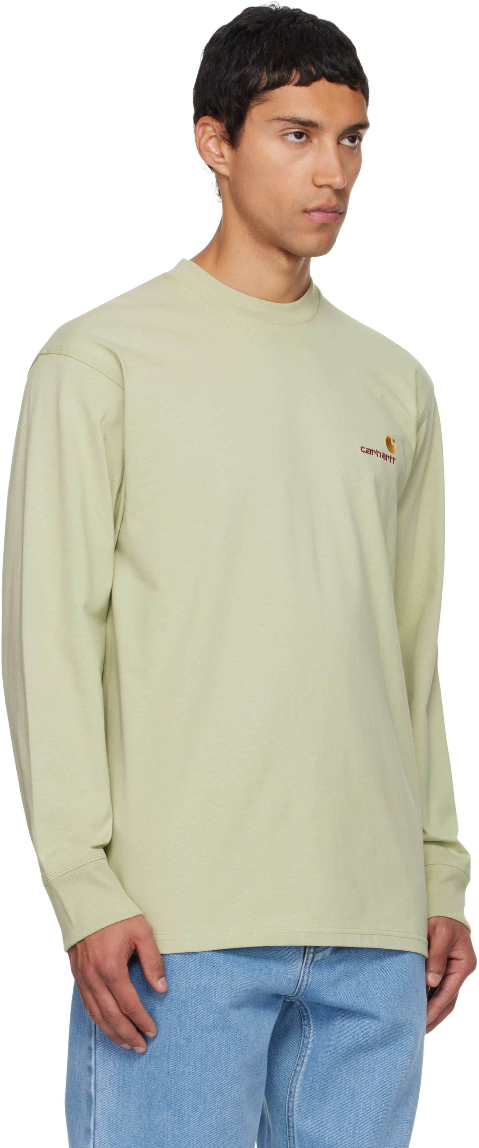 Carhartt Green American Script Long Sleeve T-shirt In Green
