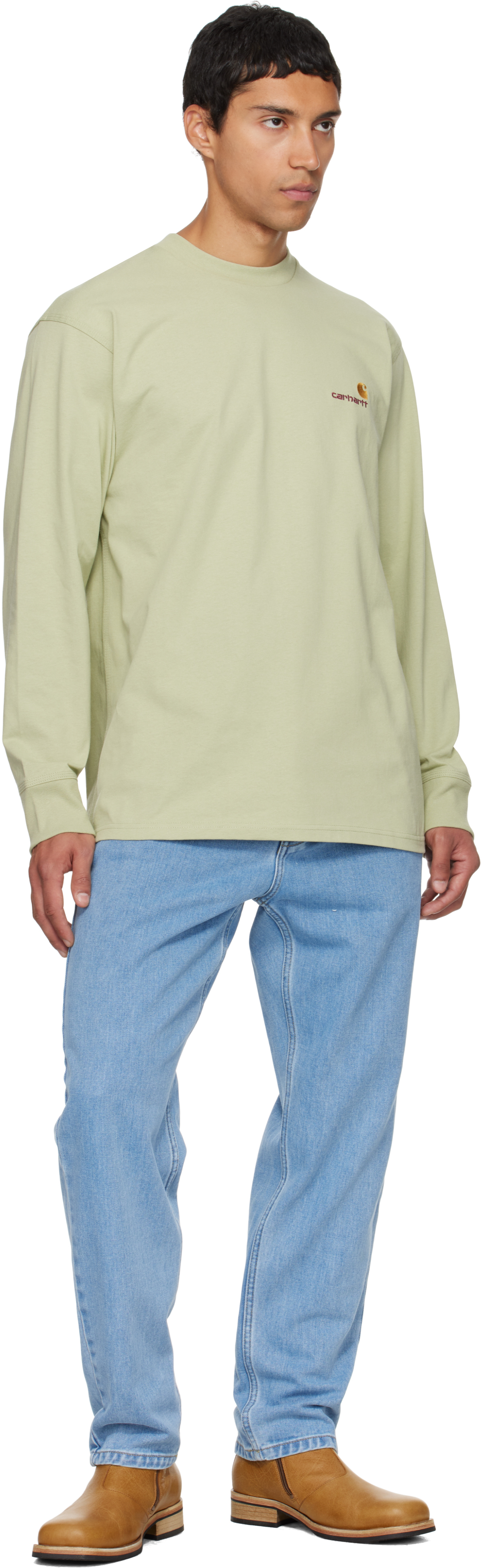 Carhartt Green American Script Long Sleeve T-shirt In Green