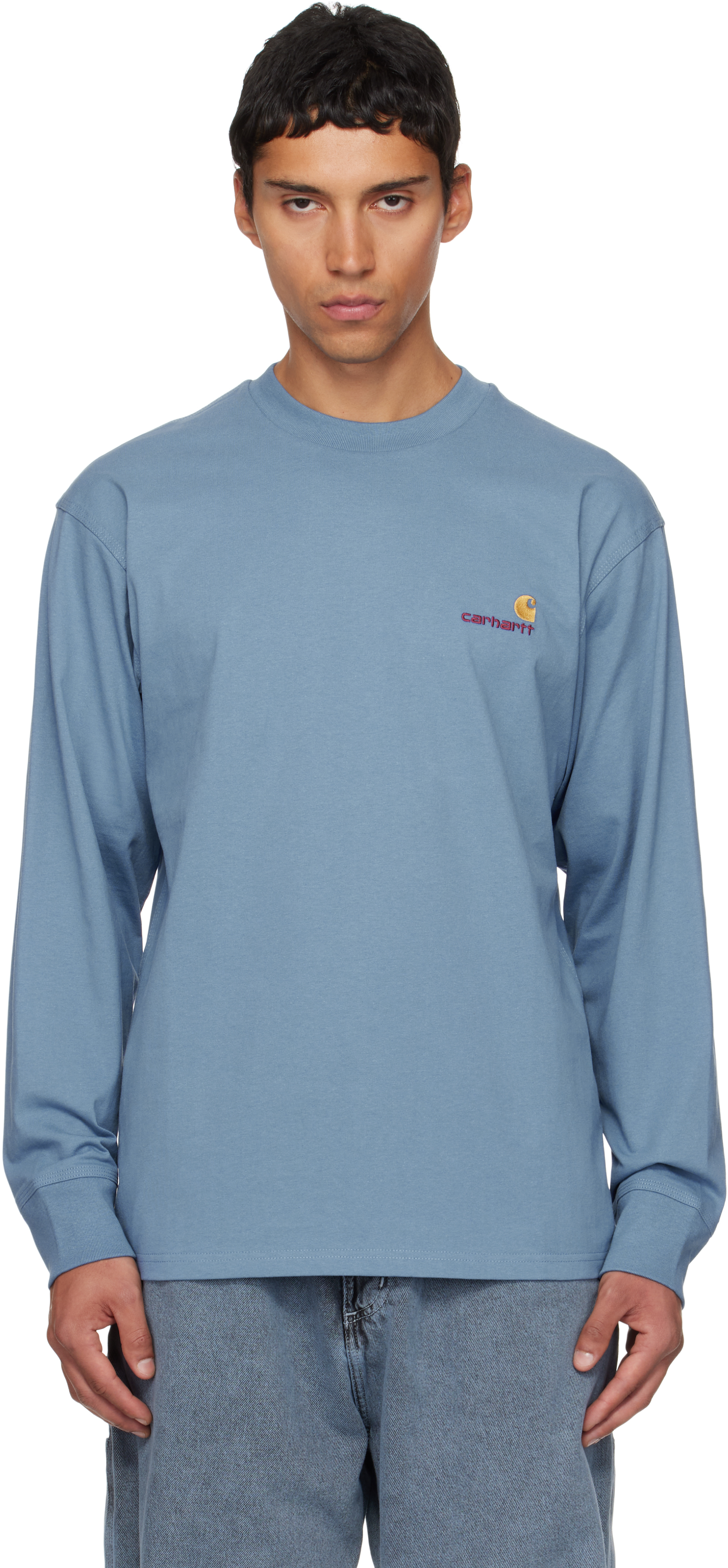 Carhartt Blue American Script Long Sleeve T-shirt In Multi
