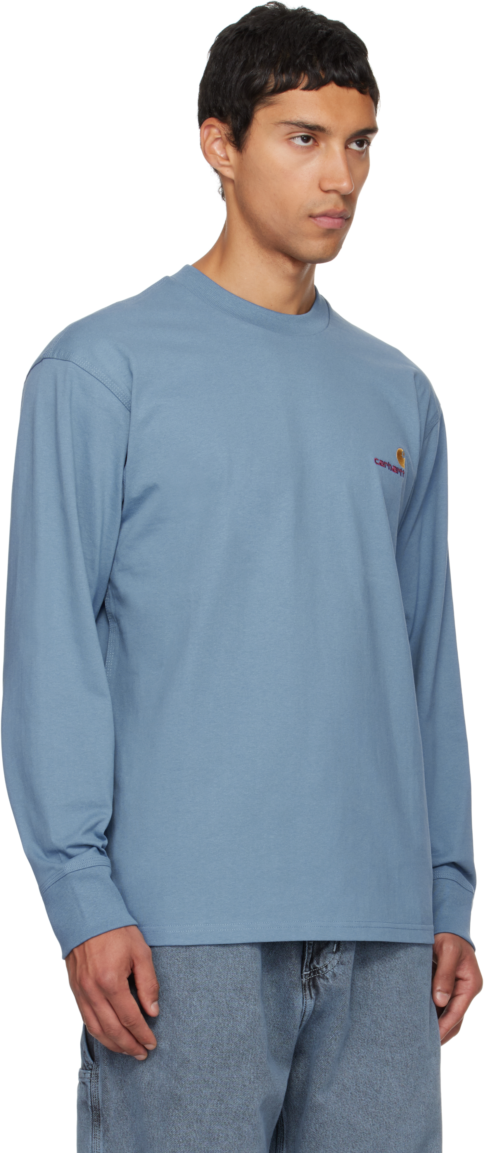 Carhartt Blue American Script Long Sleeve T-shirt In Multi