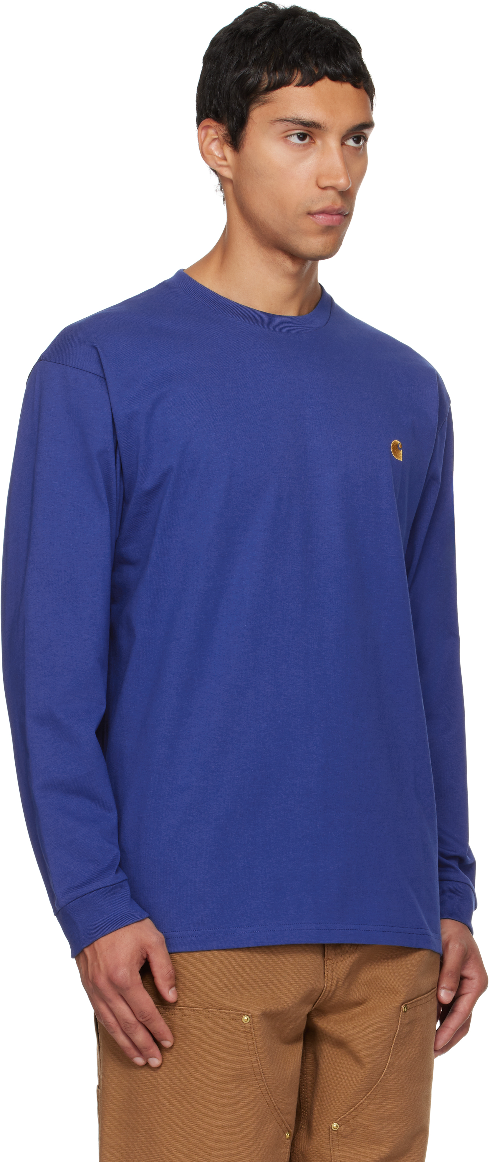 Carhartt Blue Chase Long Sleeve T-shirt In Blue