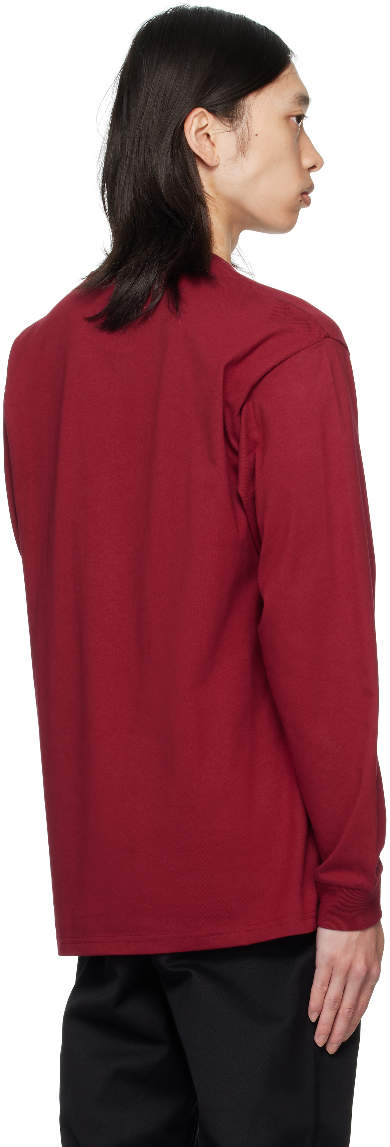 Carhartt Red L/s Chase T-shirt In Burgundy