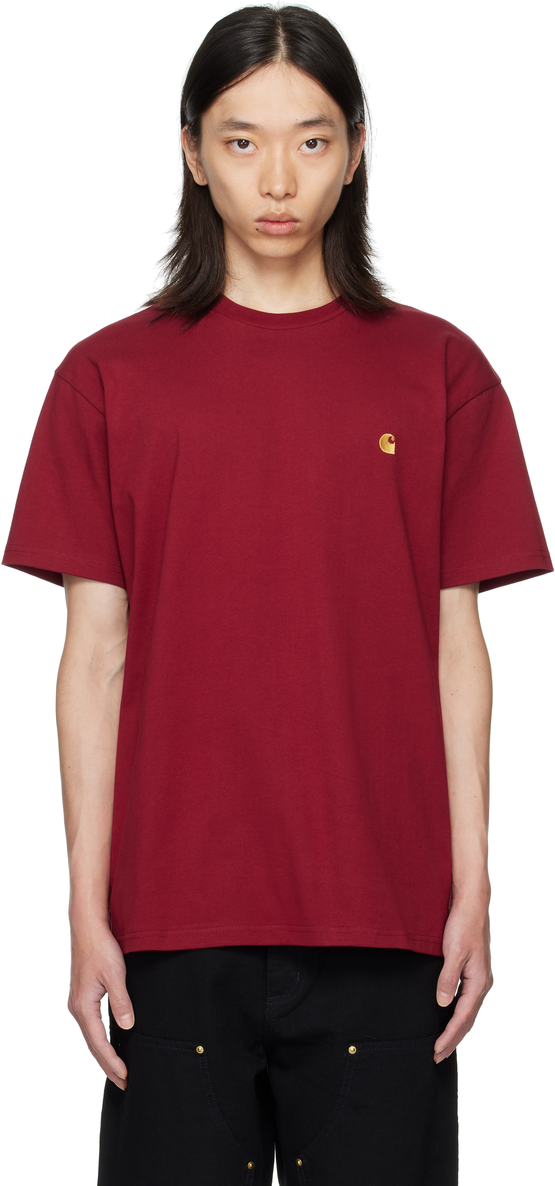 Carhartt Red Chase T-shirt In Burgundy