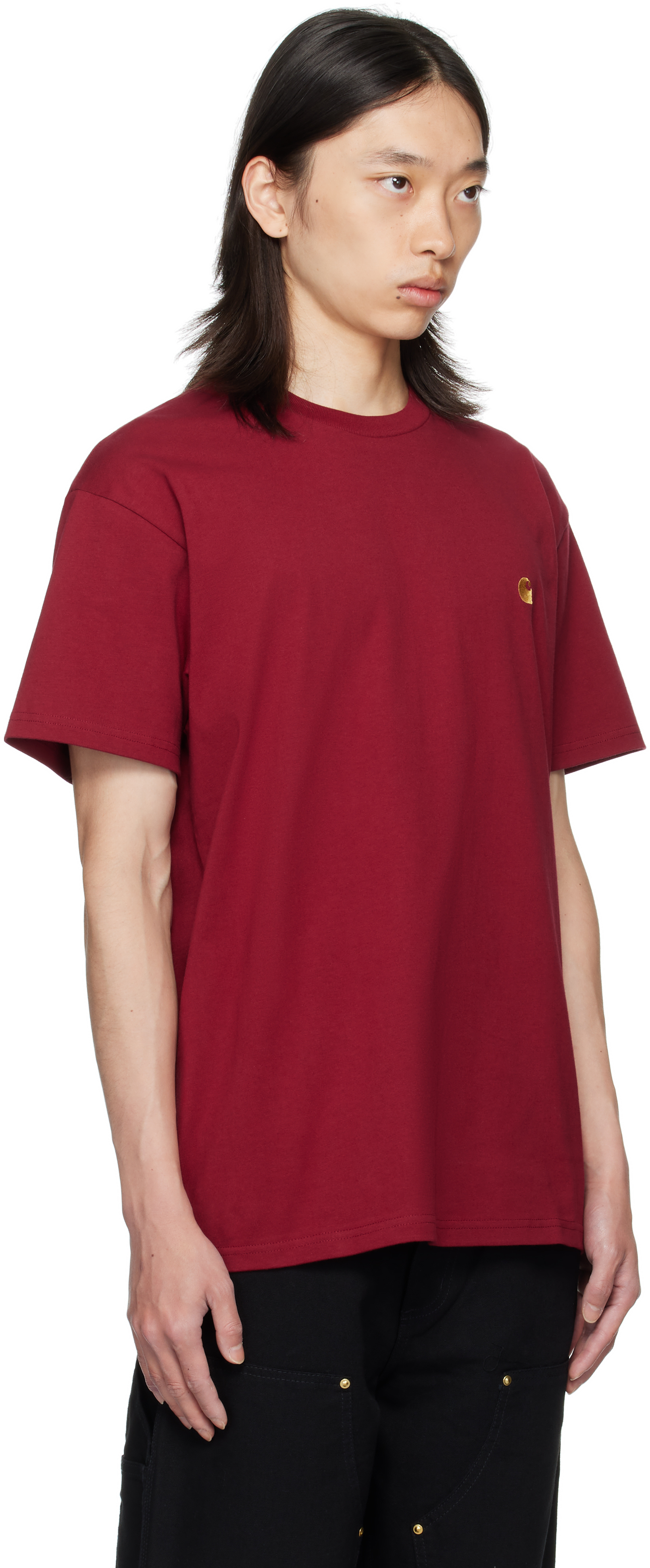 Carhartt Red Chase T-shirt In Burgundy