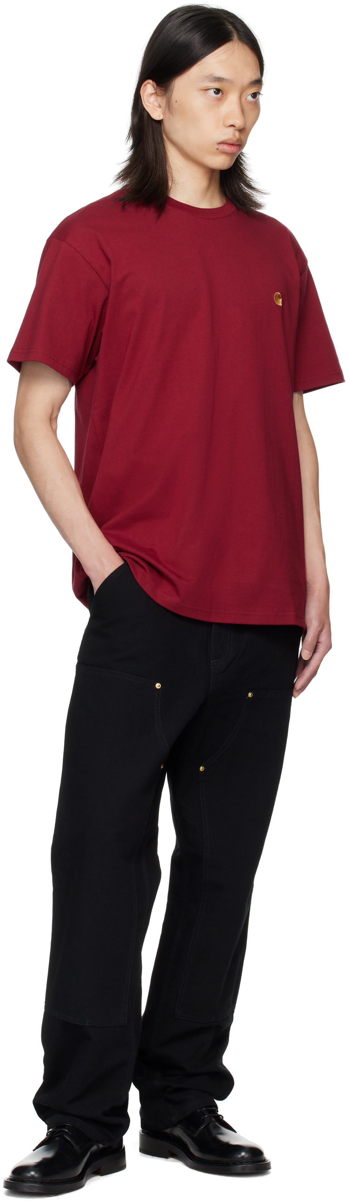 Carhartt Red Chase T-shirt In Burgundy