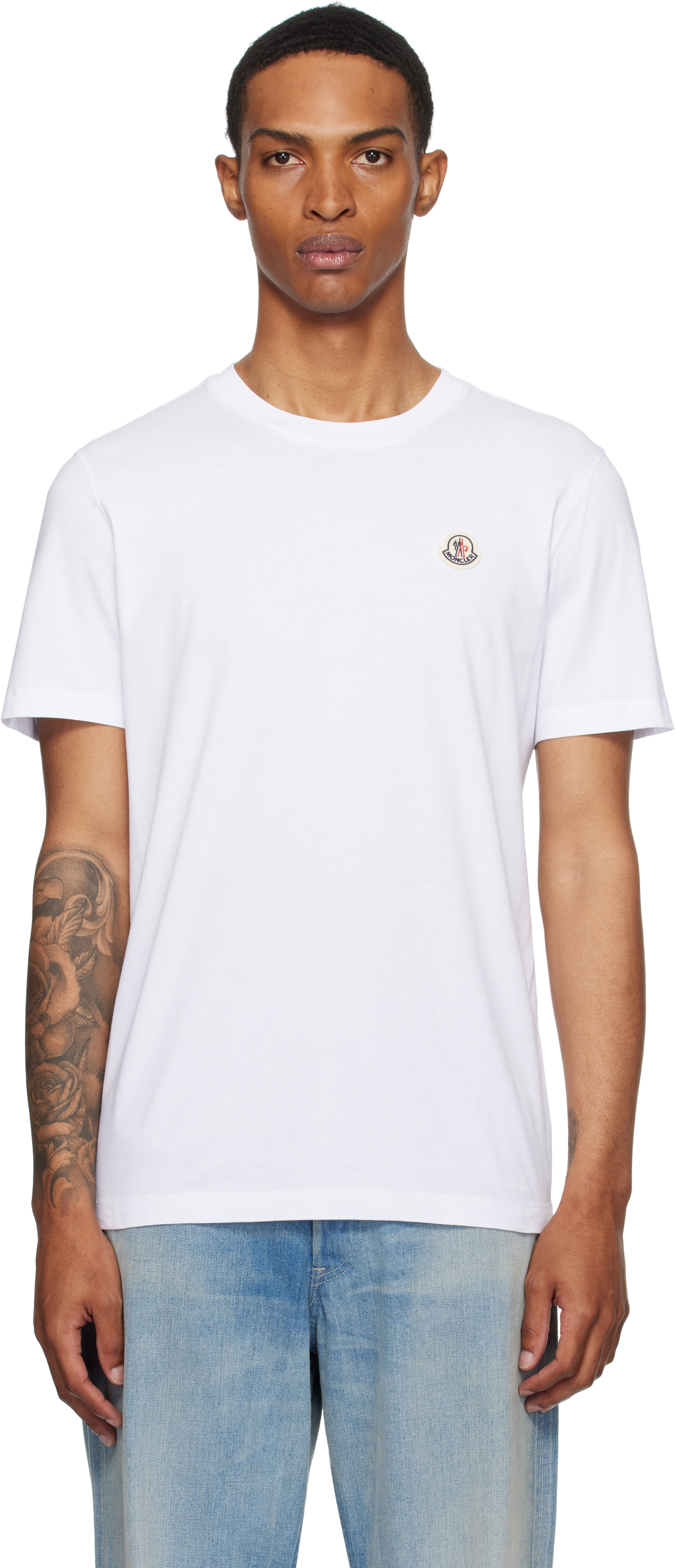 Moncler: Three-Pack Multicolor Logo Patch Cotton T-shirts | SSENSE