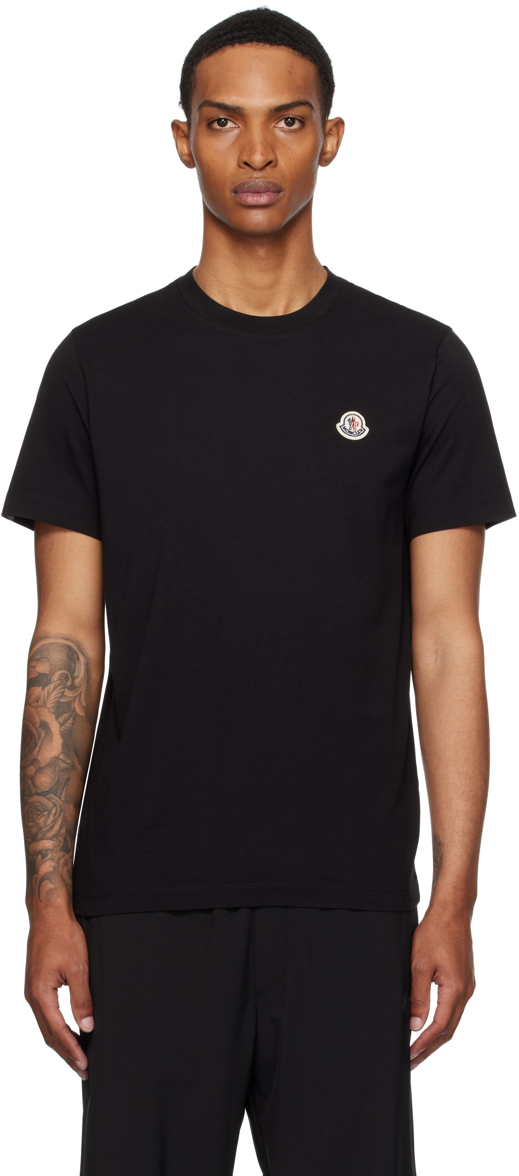 Moncler: Three-Pack Multicolor Logo Patch Cotton T-shirts