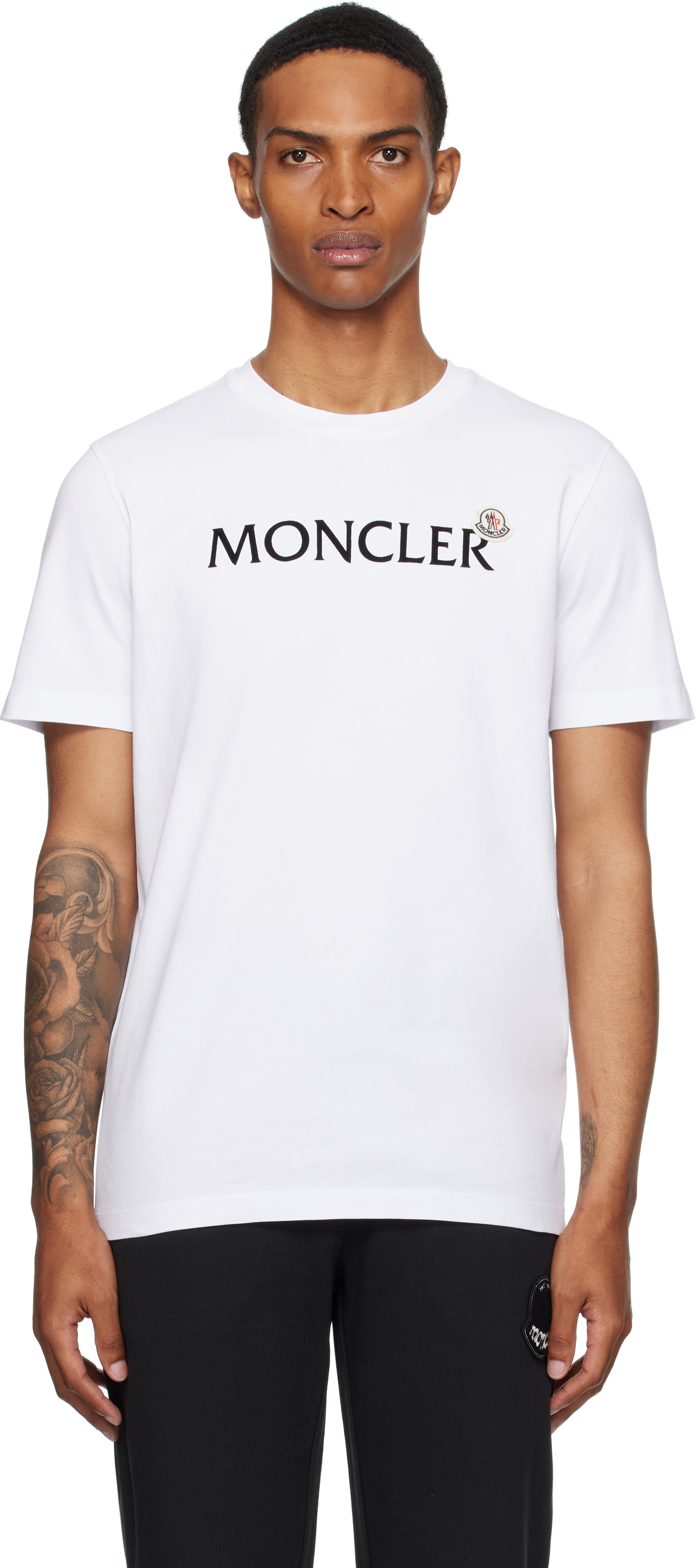 Tシャツ・カットソー MONCLER Moncler T-shirts and Polos White White Embroidered Logo Cotton T-Shirt - Polos & T-shirts for
