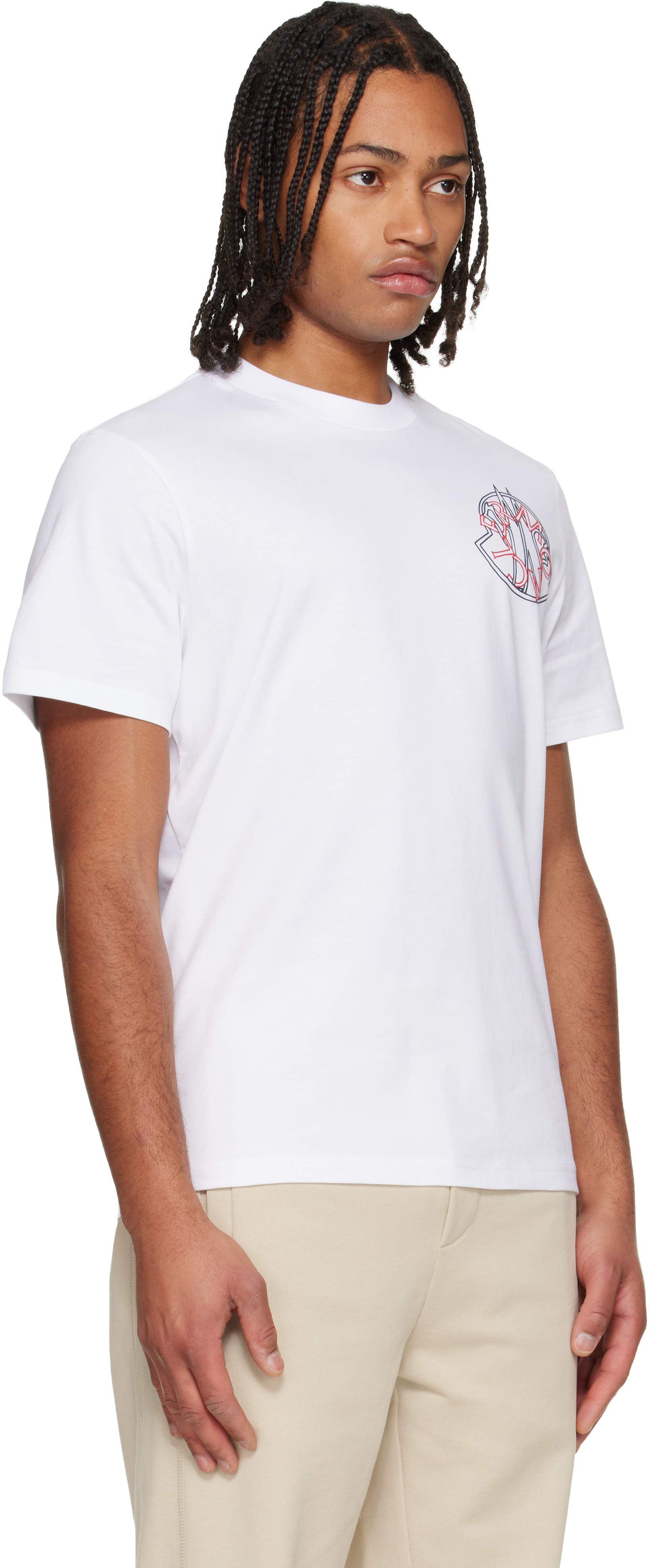 Moncler White Overlapped Logo Cotton T-shirt In White