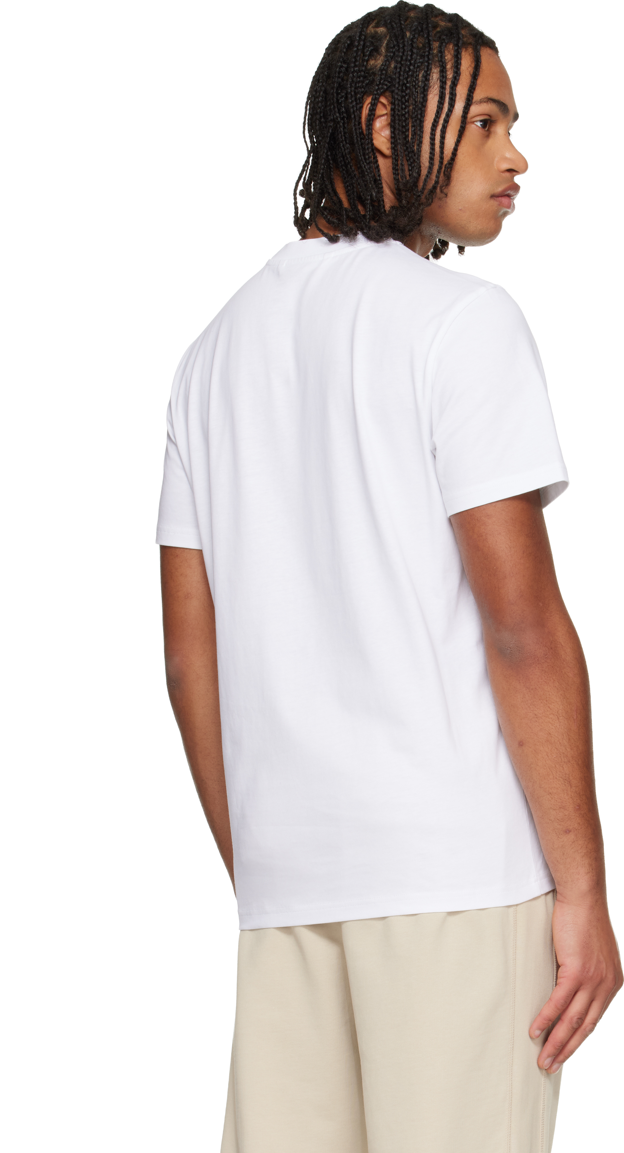 Moncler White Overlapped Logo Cotton T-shirt In White