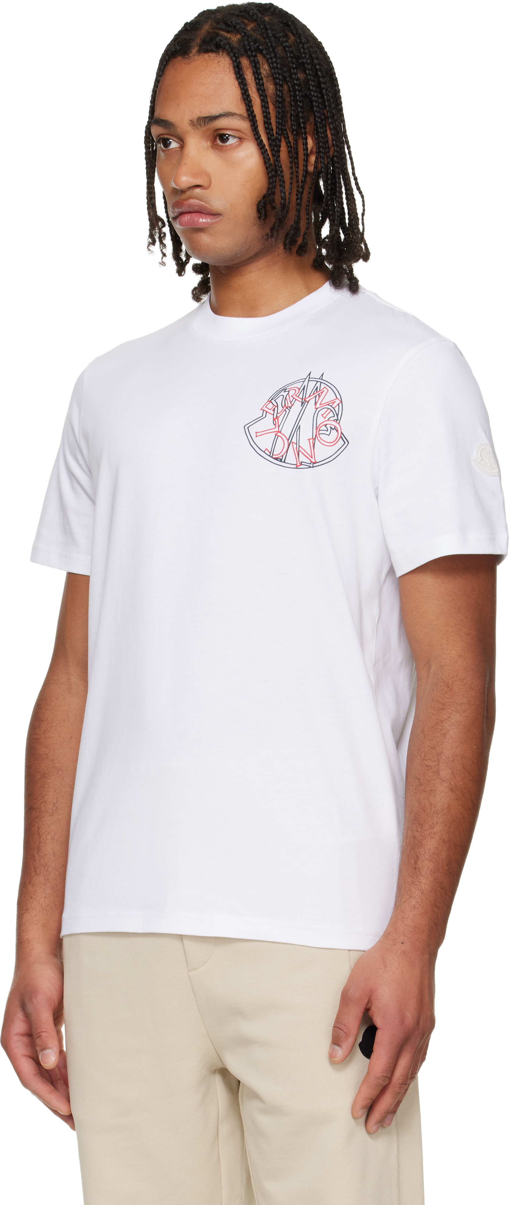 Moncler White Overlapped Logo Cotton T-shirt In White