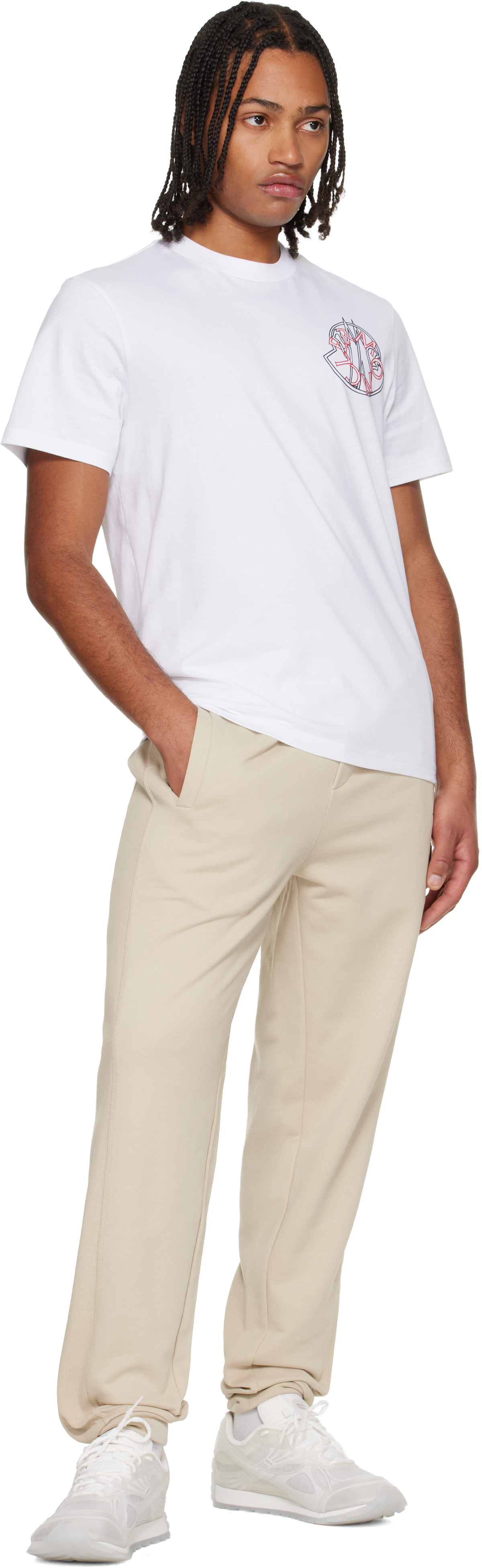 Moncler White Overlapped Logo Cotton T-shirt In White