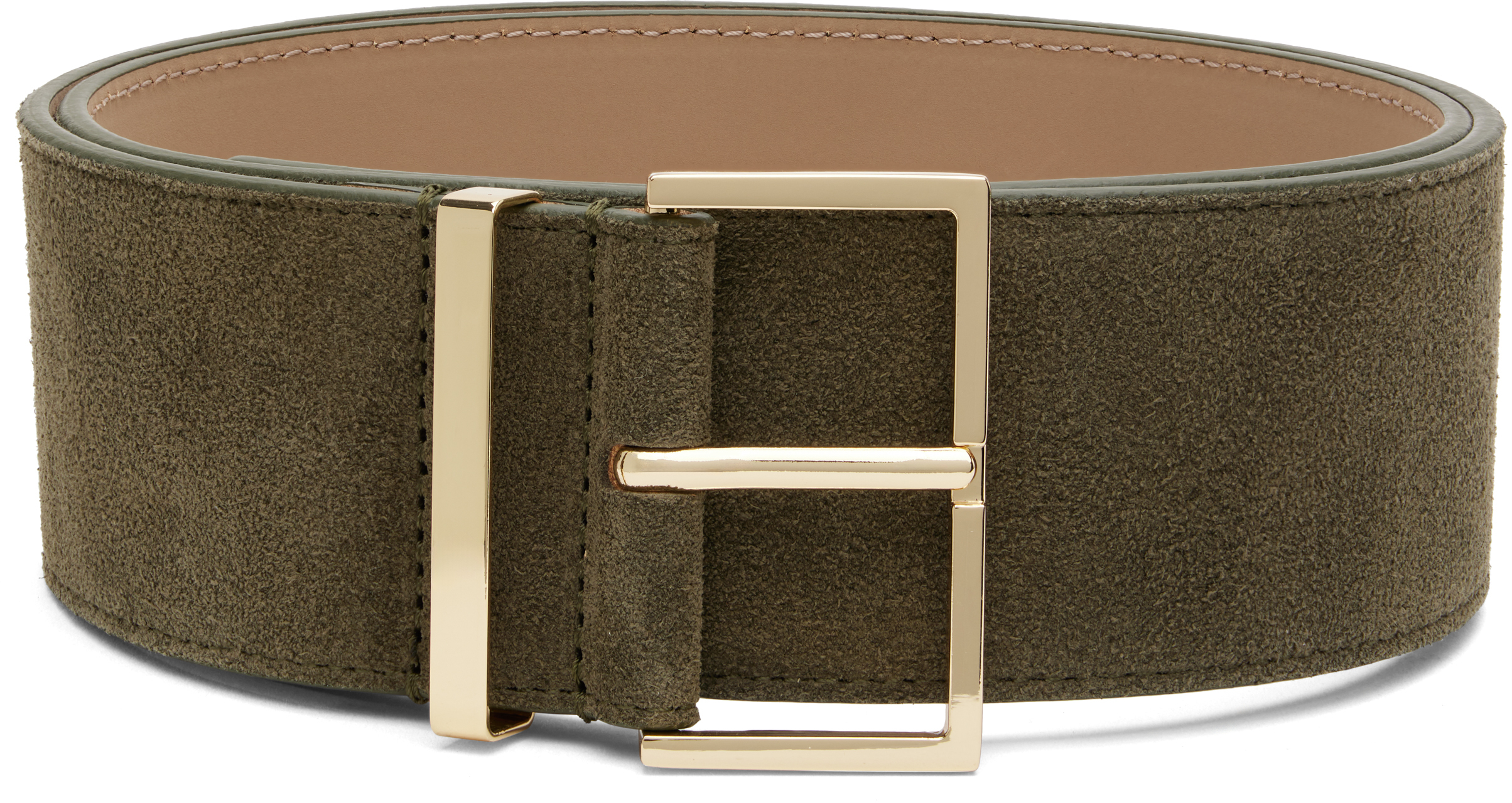 The Frankie Shop Khaki Evro Suede Leather Belt