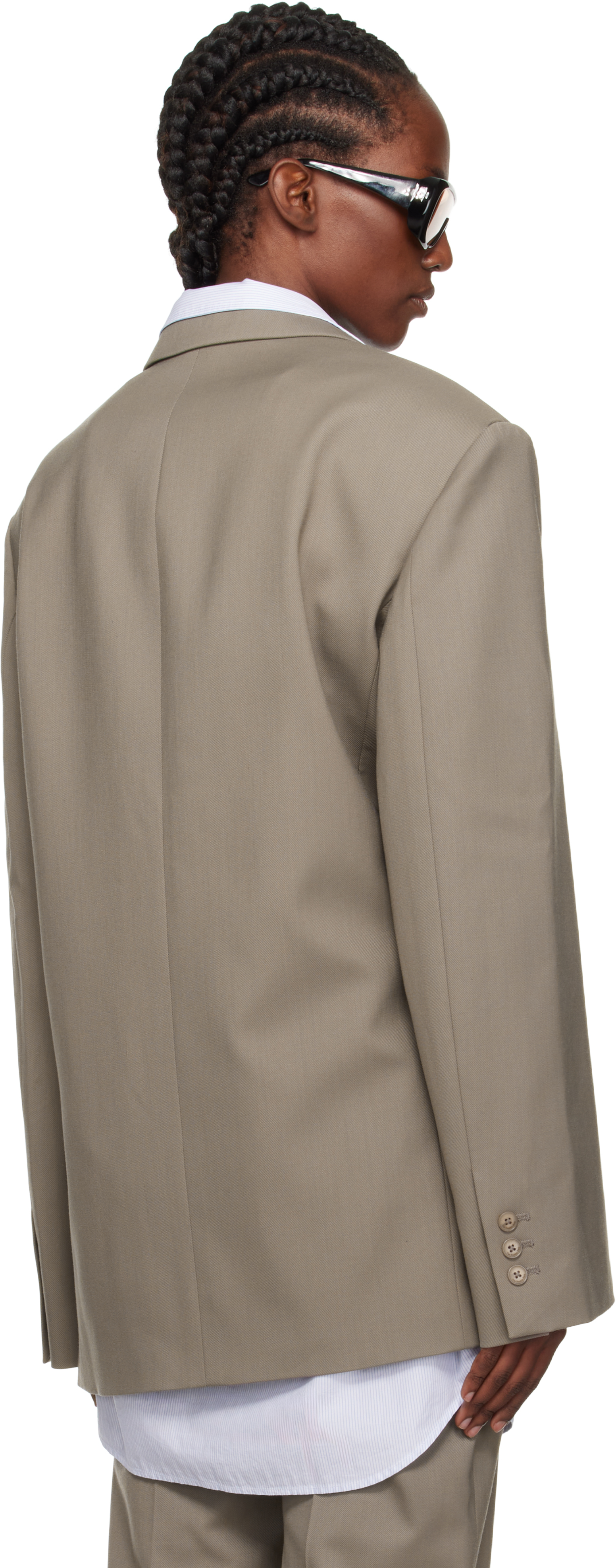 The Frankie Shop Taupe Crosby Wrap Blazer In Neutral