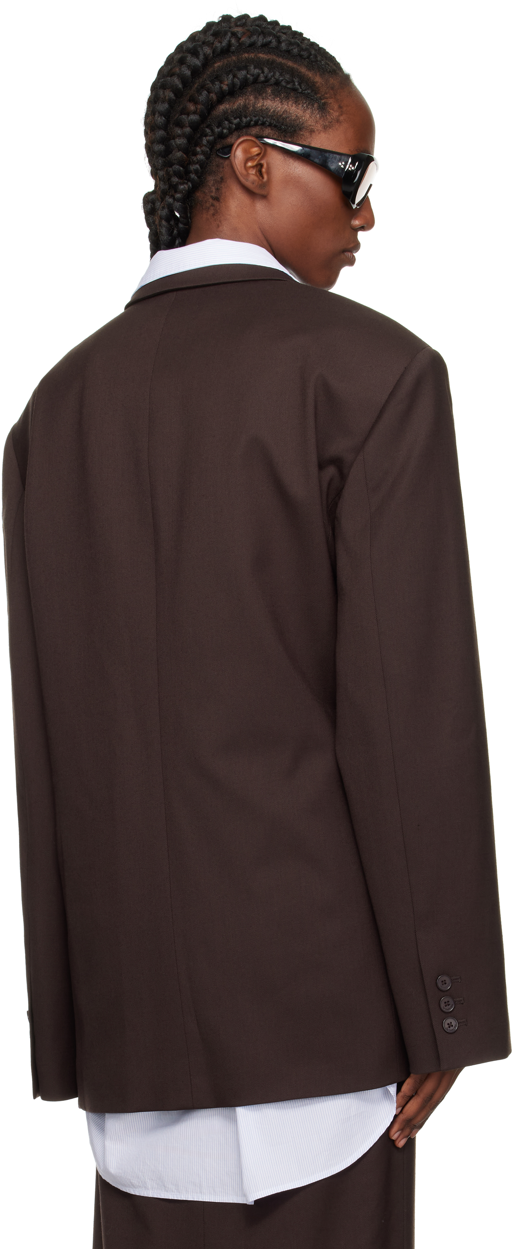 The Frankie Shop Crosby Wrap Blazer In Brown