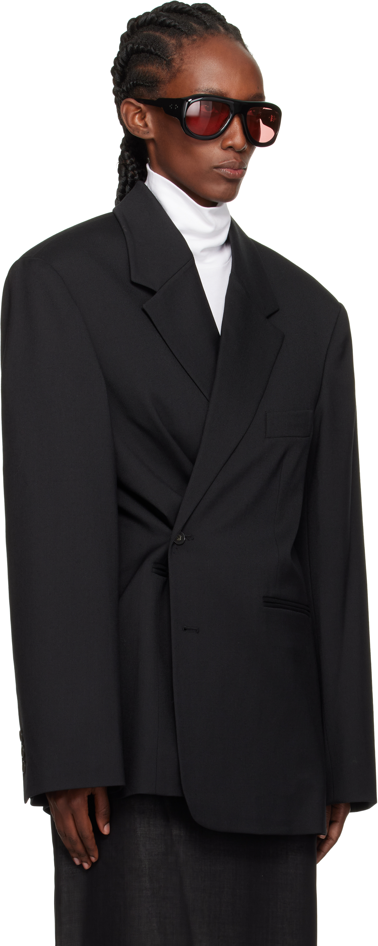 The Frankie Shop Crosby Wrap Blazer In Black