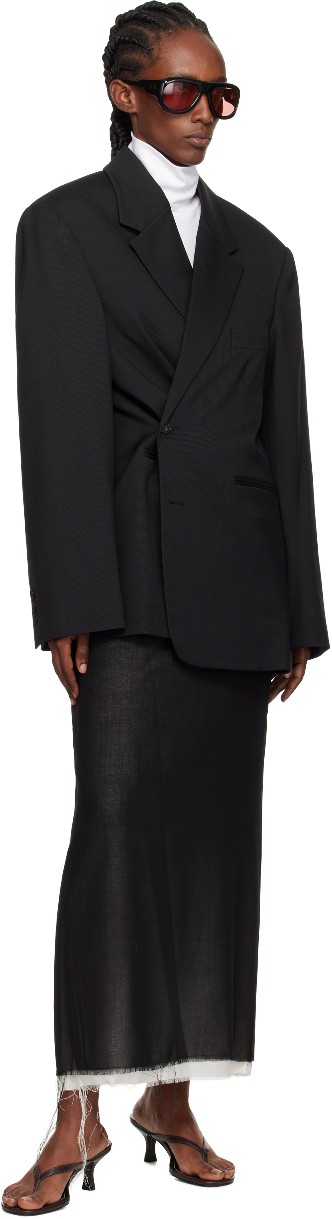 The Frankie Shop Crosby Wrap Blazer In Black