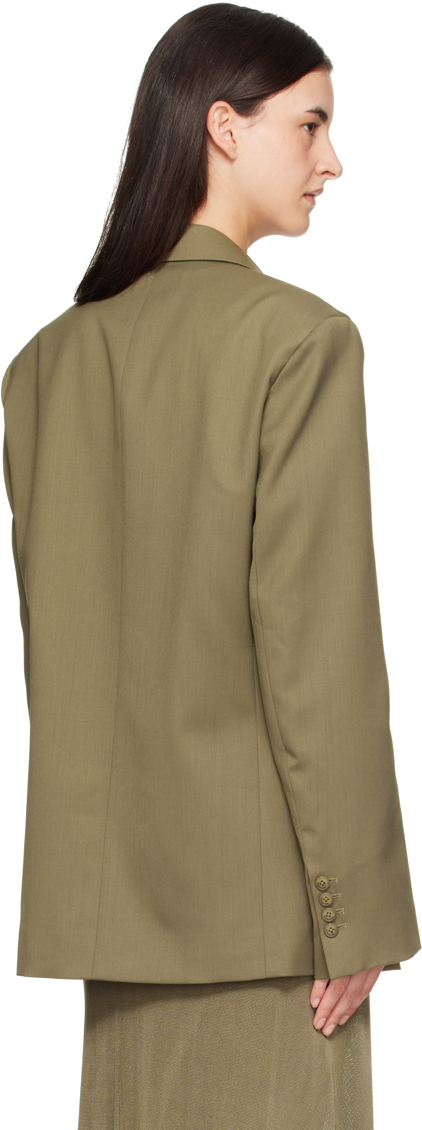 The Frankie Shop Khaki Newark Double Breasted Blazer In Brown