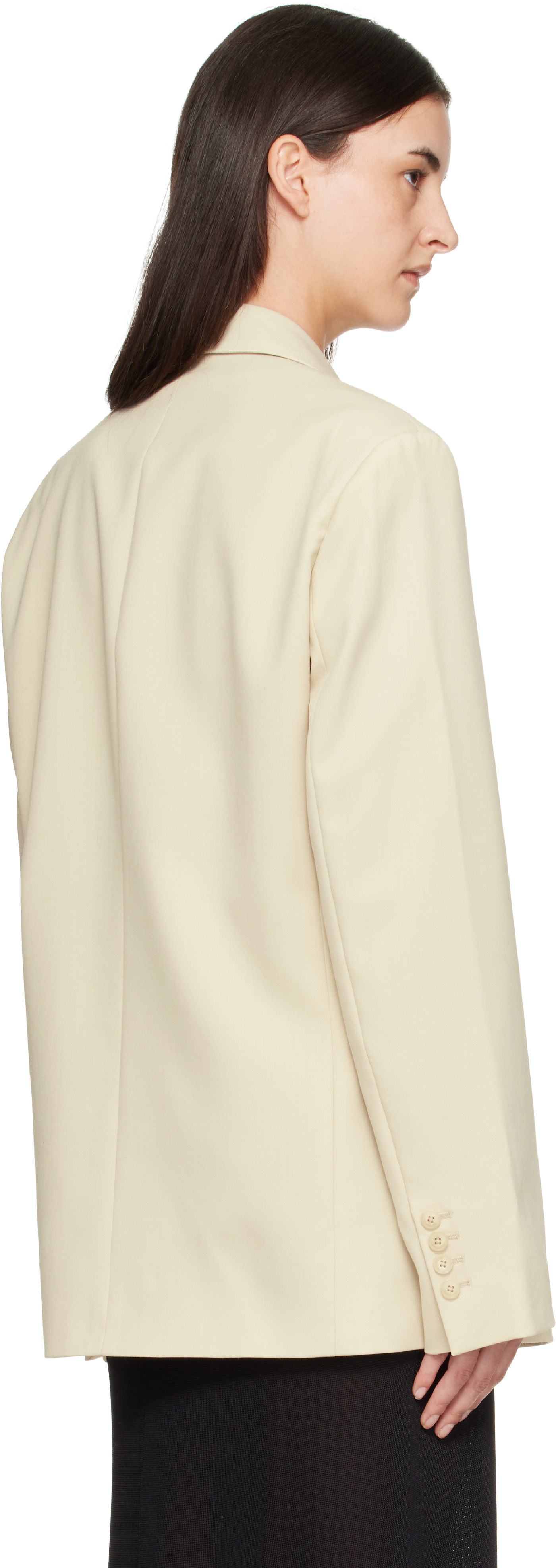 The Frankie Shop Womens Cement Newark Double-breasted Wool-blend Blazer In Neutral
