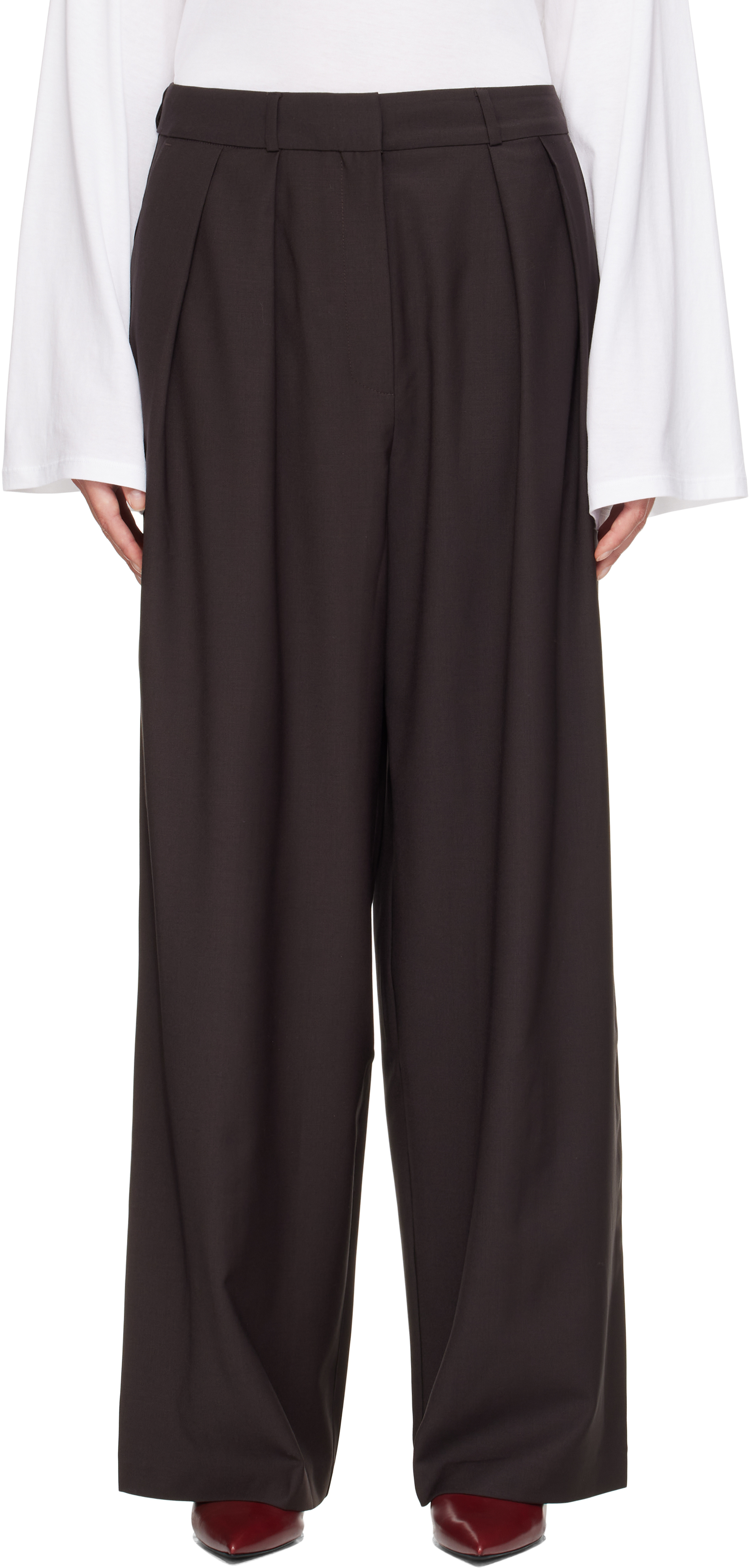 The Frankie Shop Frankie Shop Womens Brown Ripley Wide-leg High-rise Wool-blend Trousers In Brown