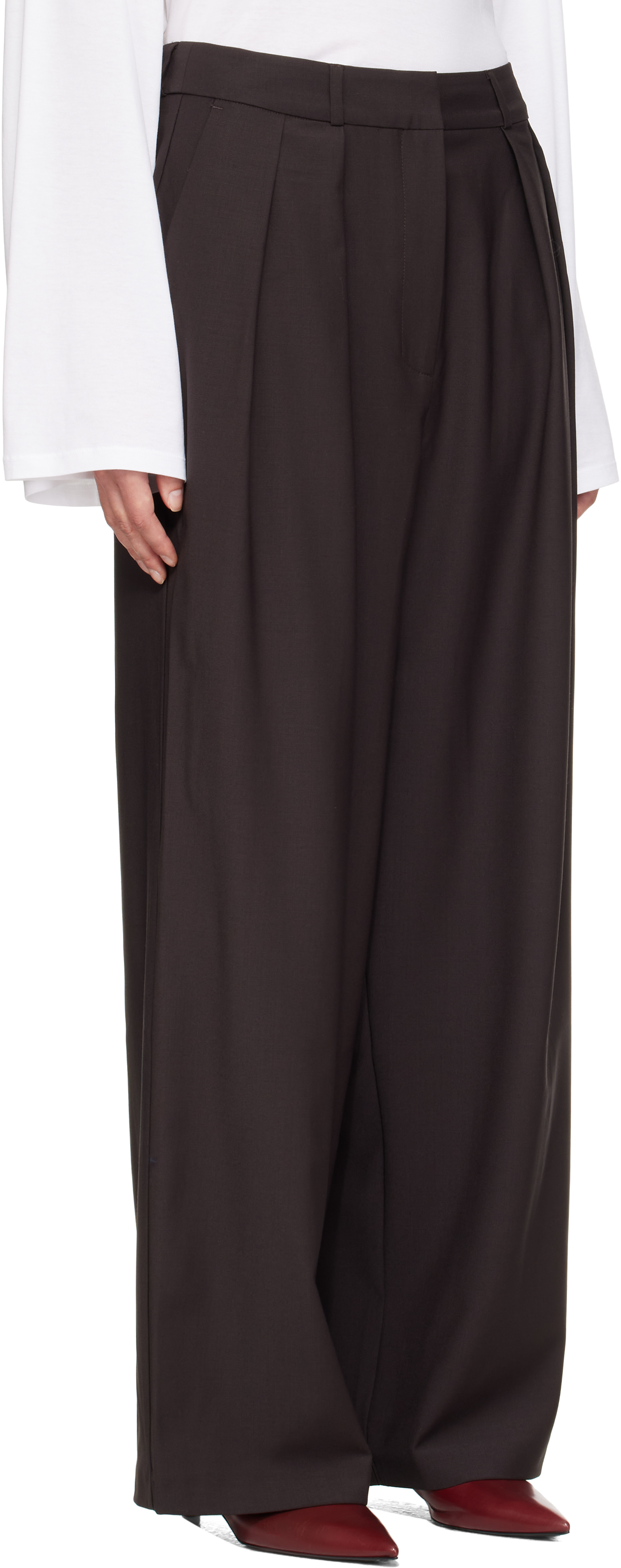 The Frankie Shop Frankie Shop Womens Brown Ripley Wide-leg High-rise Wool-blend Trousers In Brown