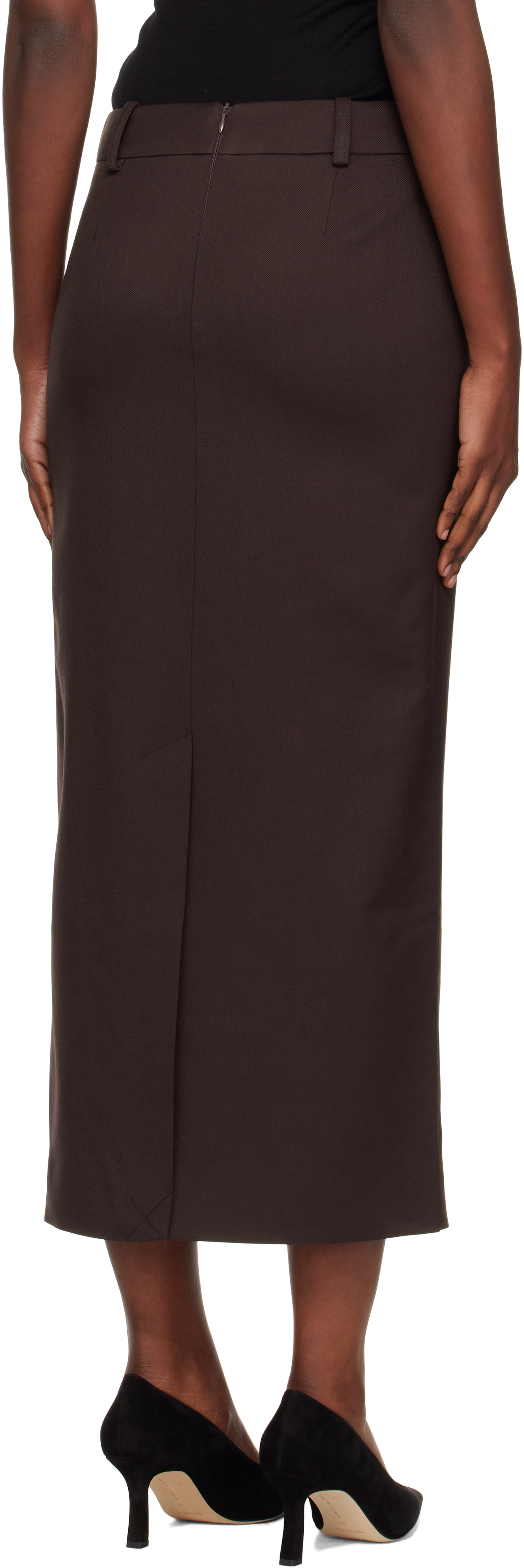 The Frankie Shop Alrose Midi Skirt In Brown