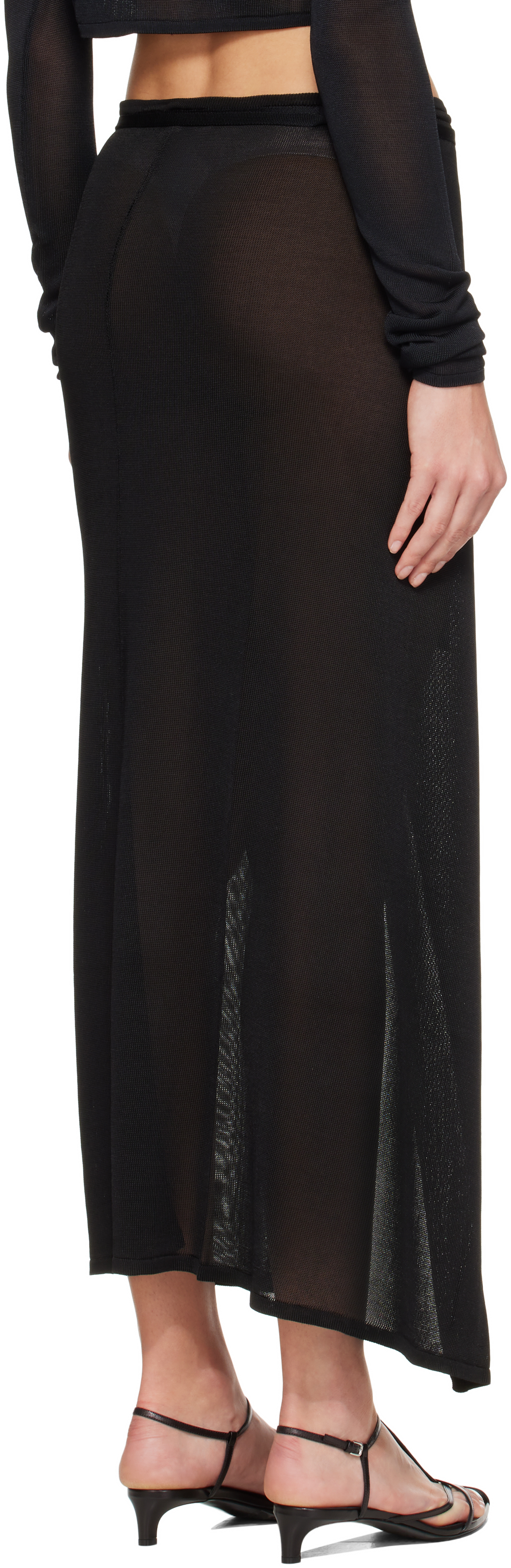 The Frankie Shop Alsen Thin Knit Wrap Maxi Skirt In Black
