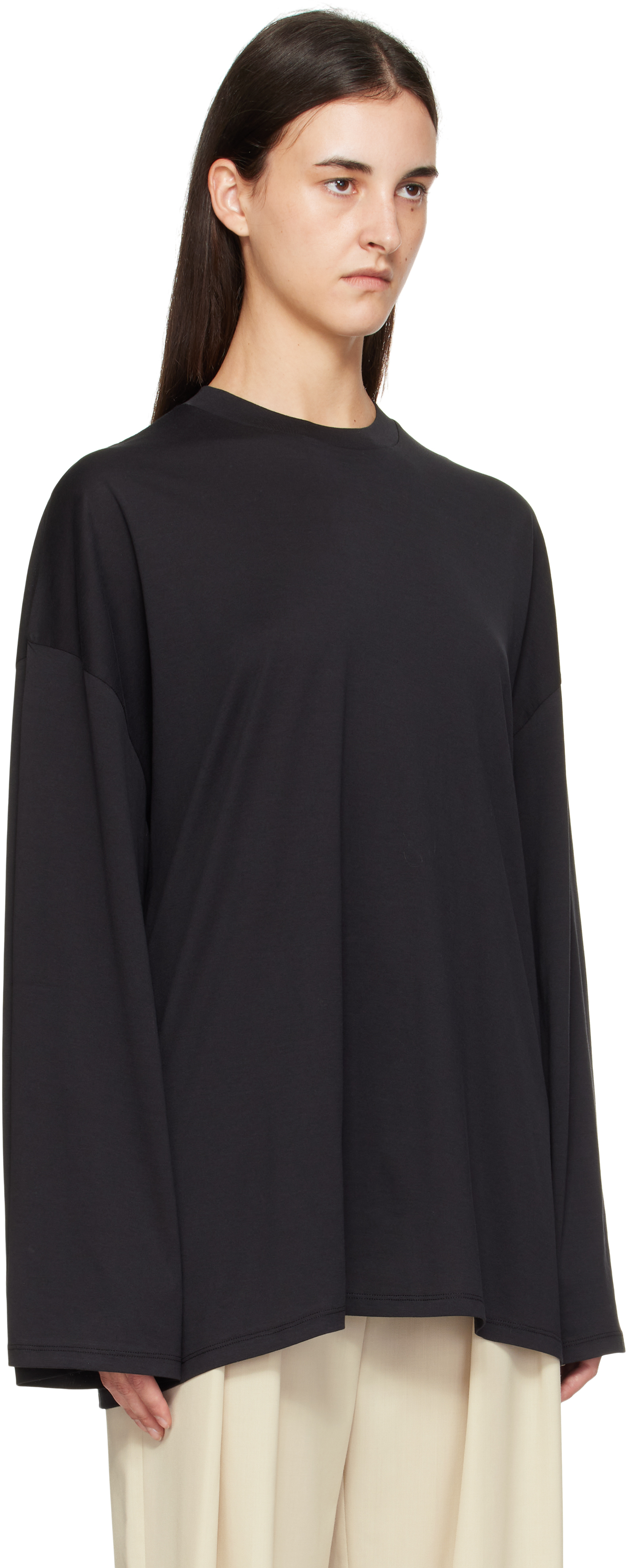 The Frankie Shop Black Rio Oversized Sleeve T-shirt In Blue