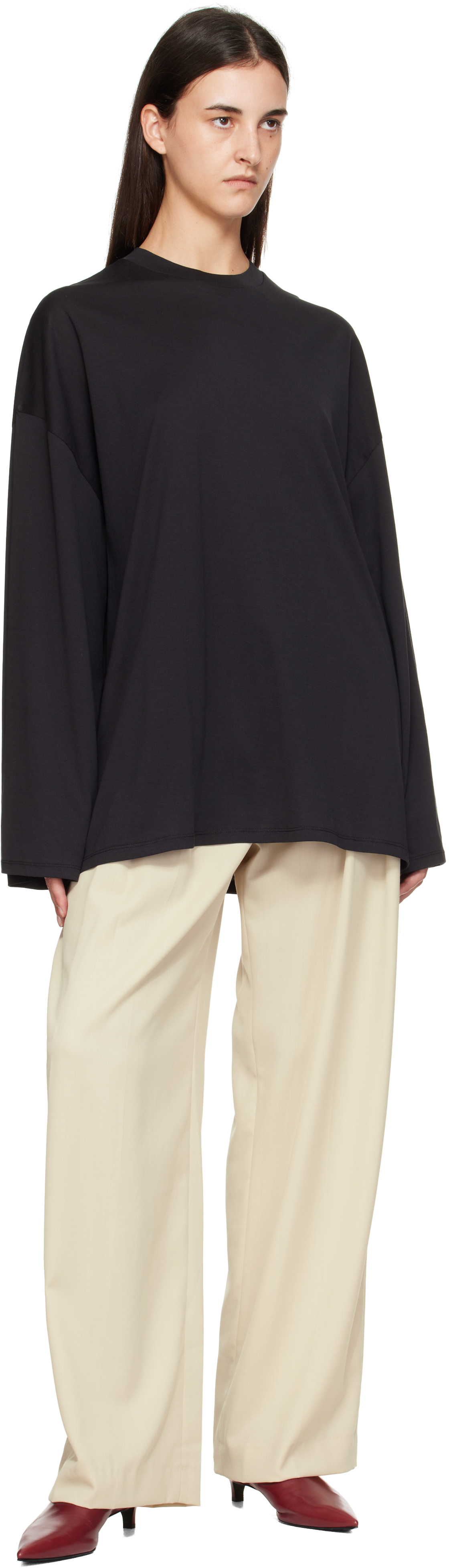 The Frankie Shop Black Rio Oversized Sleeve T-shirt In Blue