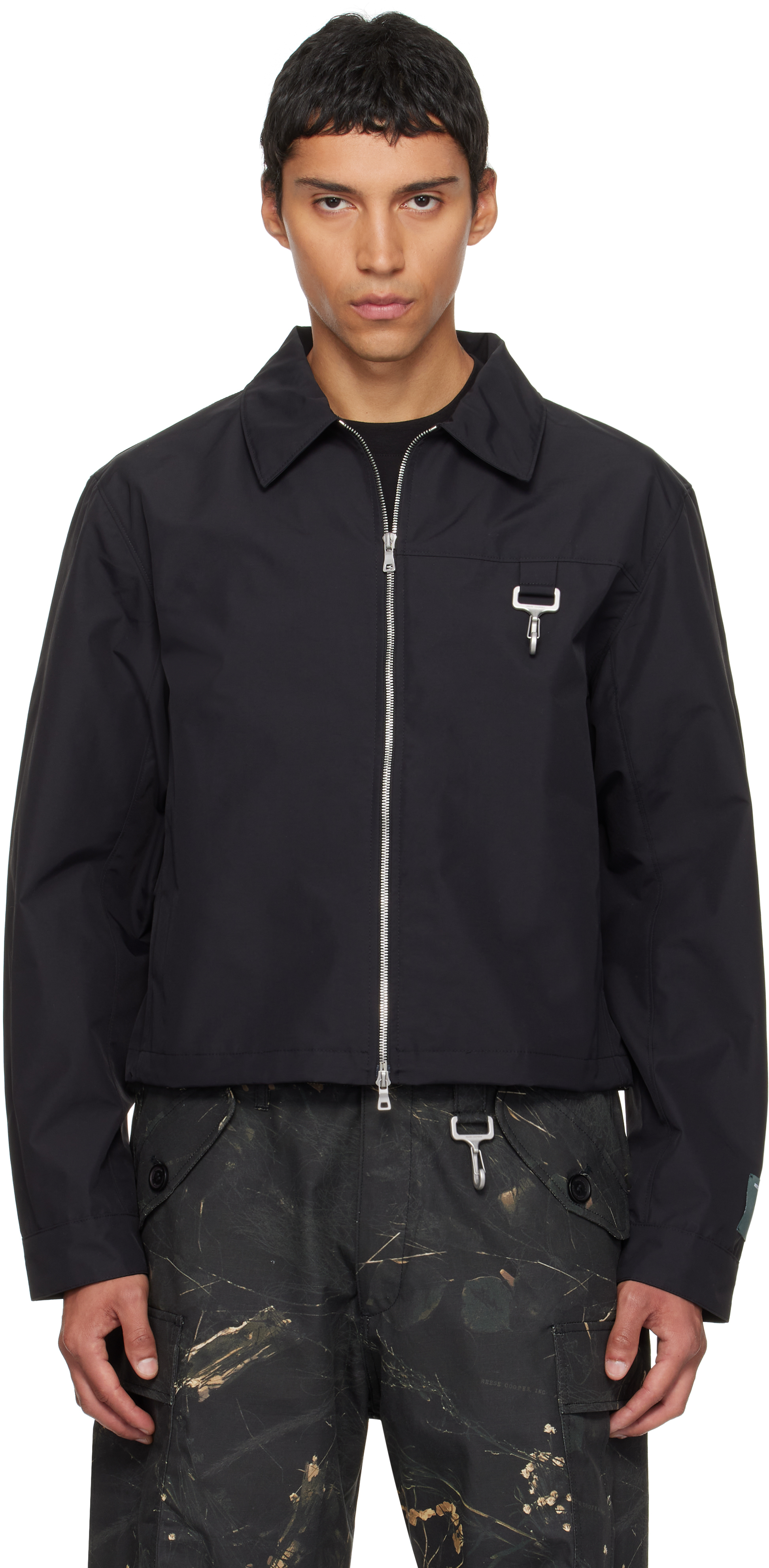 Reese Cooper Black Laminated Nylon Work Jacket In Black