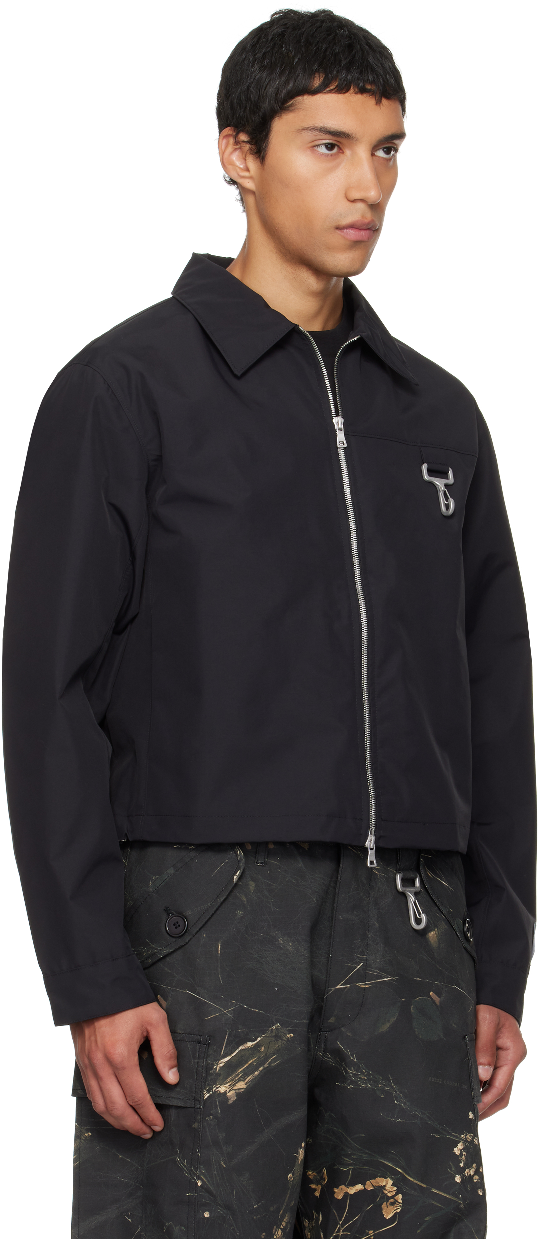Reese Cooper Black Laminated Nylon Work Jacket In Black