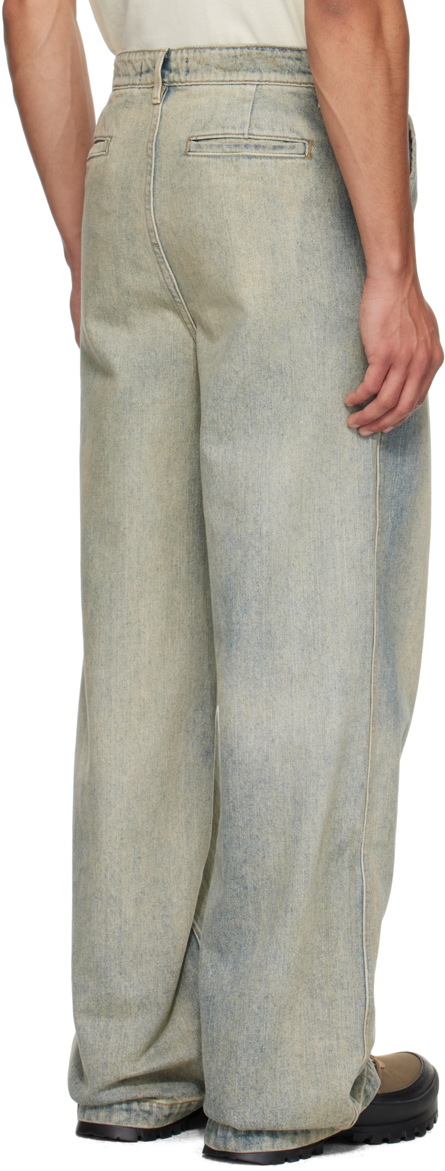 Reese Cooper Blue Concealed Button Straight Leg Jeans In Blue