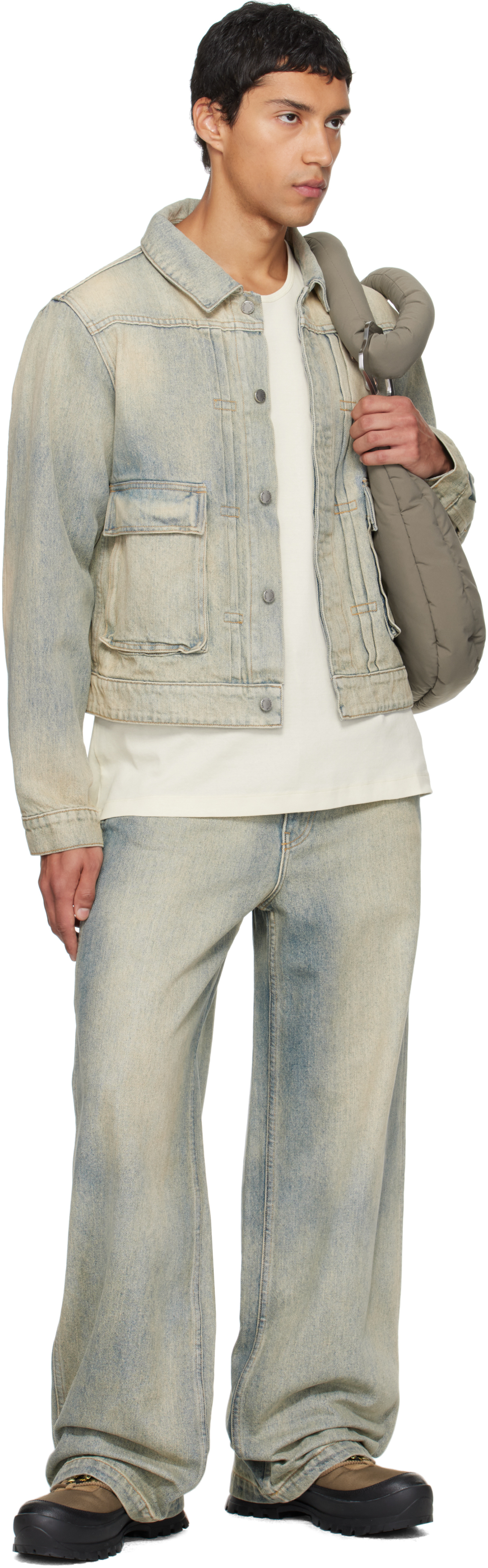 Reese Cooper Blue Concealed Button Straight Leg Jeans In Blue