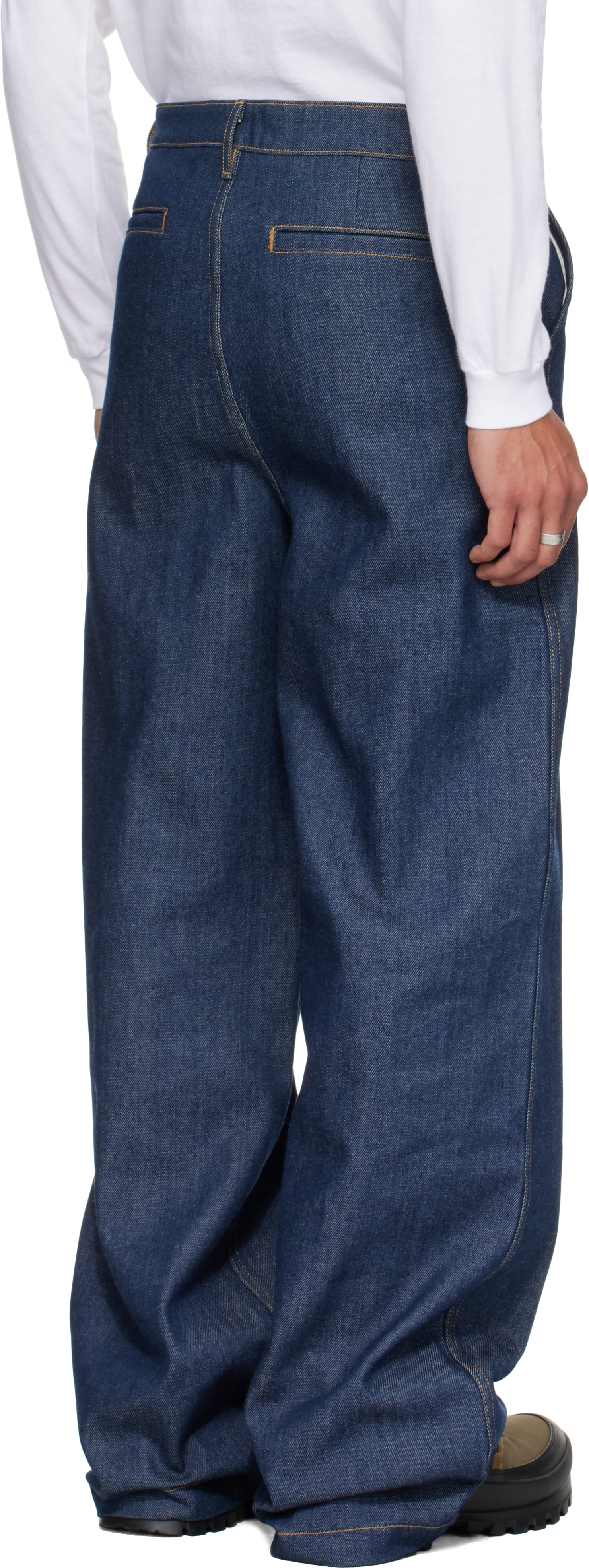 Reese Cooper Navy Concealed Button Straight Leg Jeans In Blue
