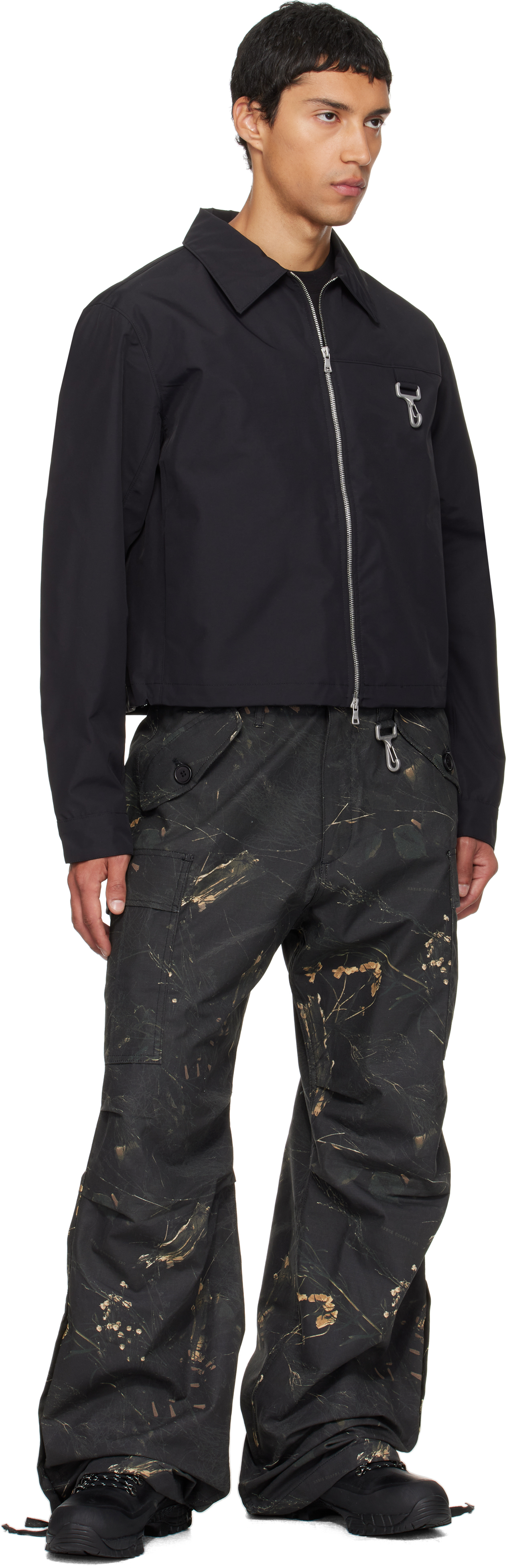 Reese Cooper Green Cotton Ripstop Wide Leg Cargo Pants In Multi