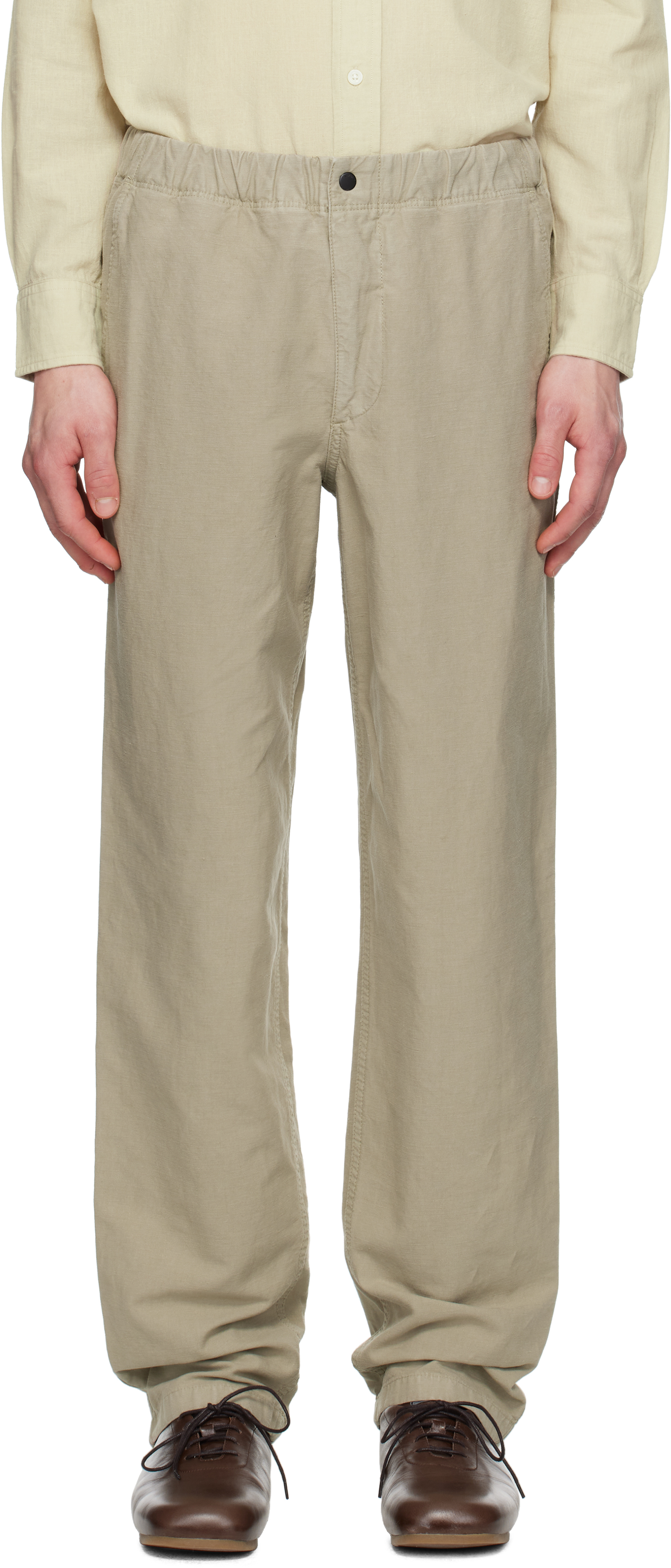 Navy Ezra Relaxed Cotton Linen Trousers