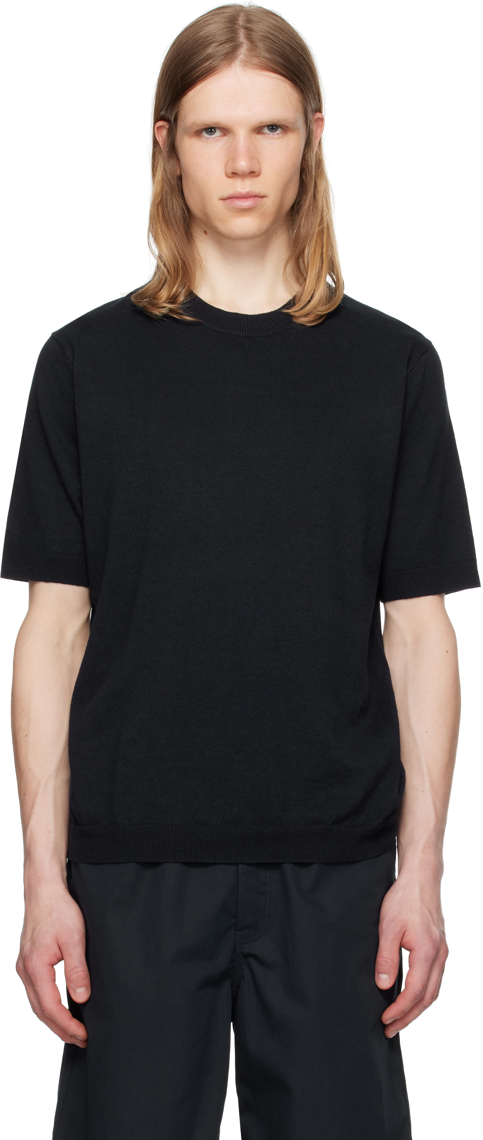 Tシャツ・カットソー Norse Projects Rhys Cotton Linen T-shirt NORSE PROJECTS: Navy Rhys Cotton Linen T-shirt | SSENSE