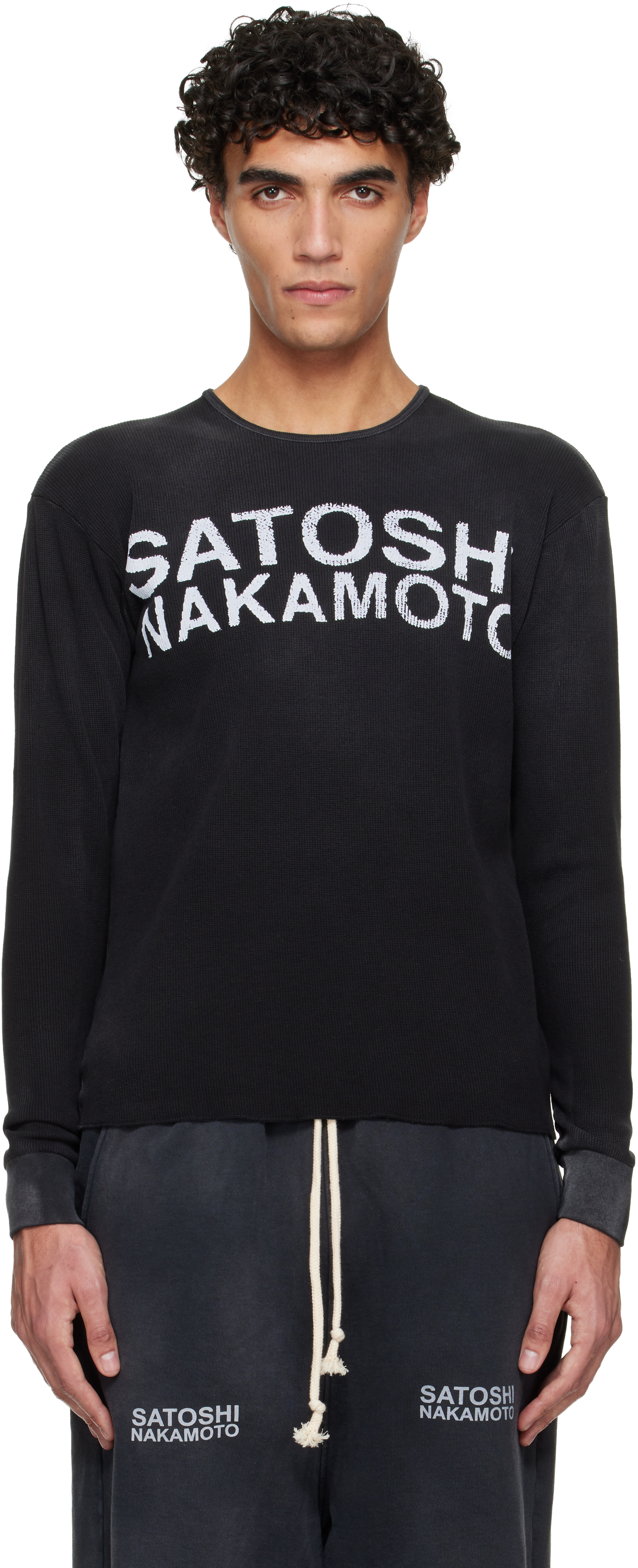 Satoshi Nakamoto: ブラック ロゴ サーマルTシャツ | SSENSE 日本