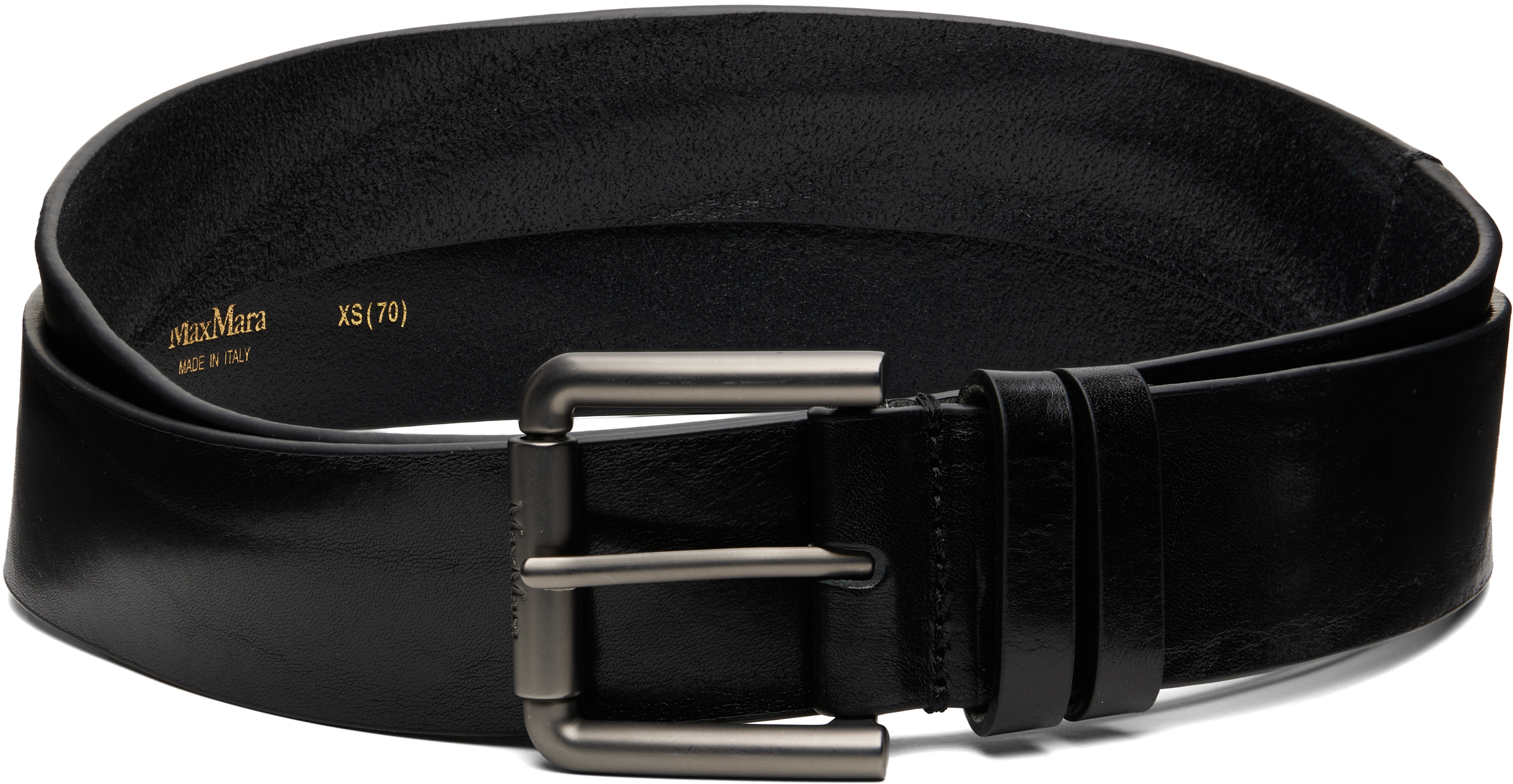 Max Mara Black Buckle40xlong Belt In Black