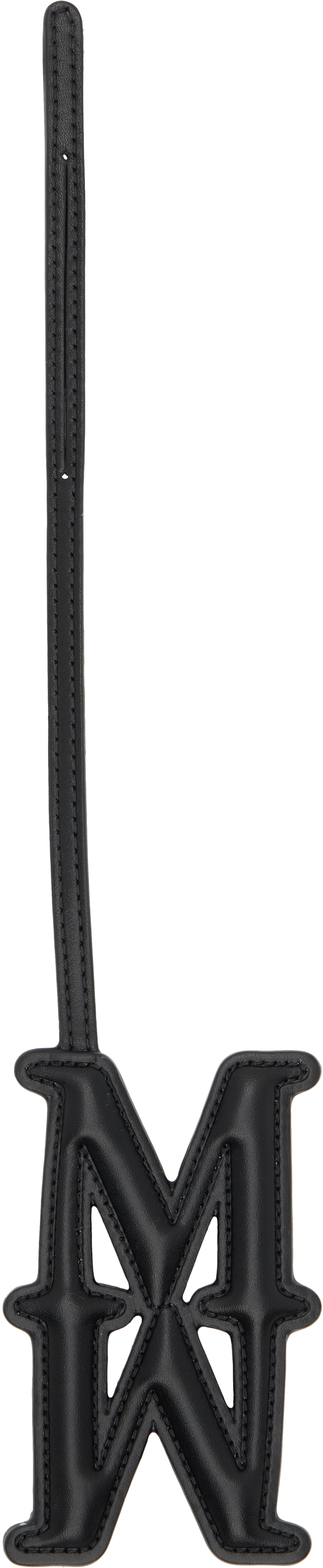 Max Mara Black Leather Monogram Keychain In Black