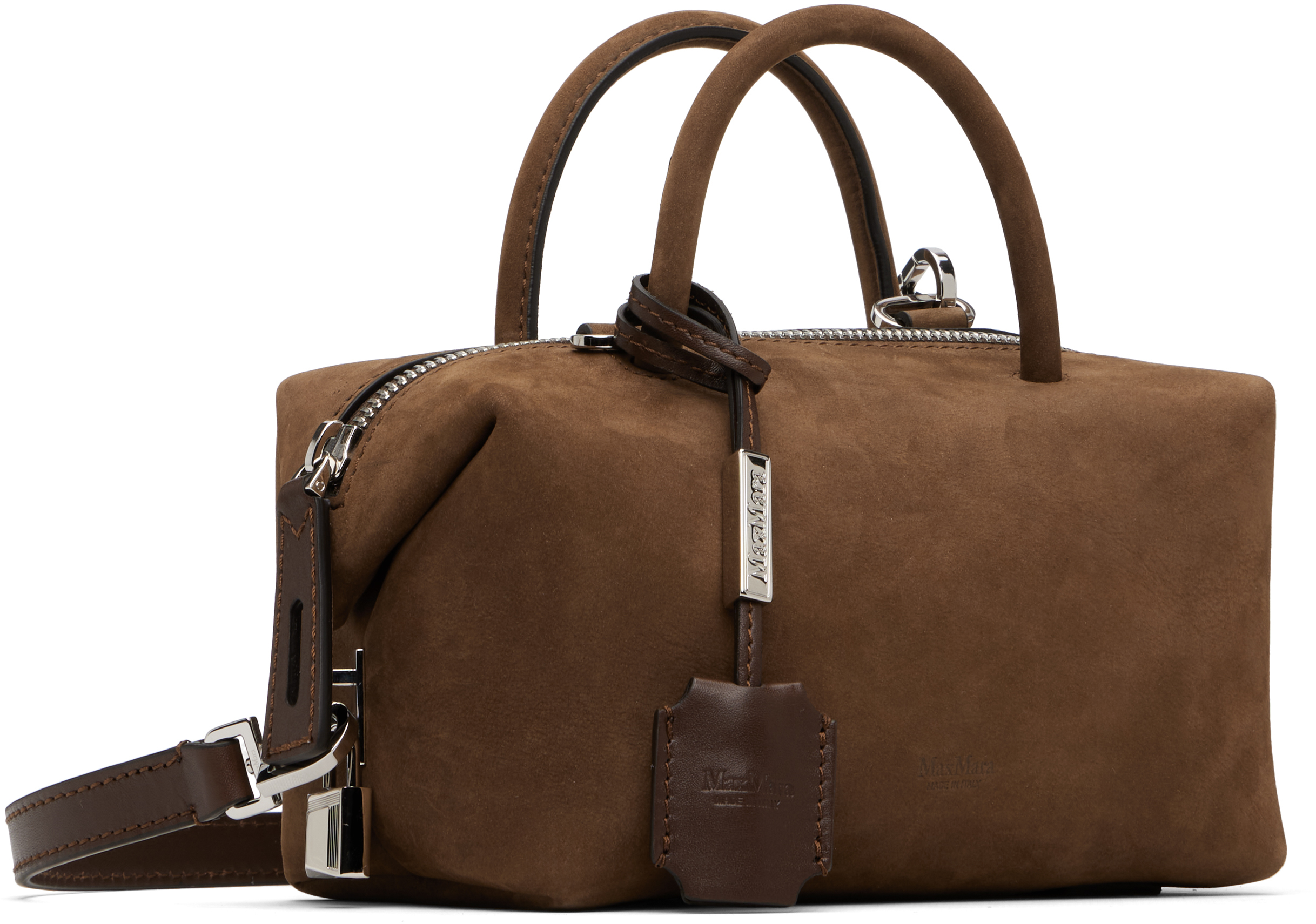 Max Mara Brown Holdalls Suede Bag