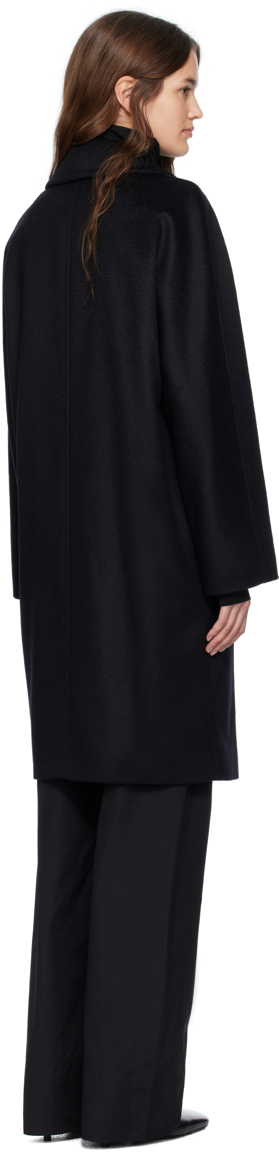Max Mara Black Agenda Coat In Blue