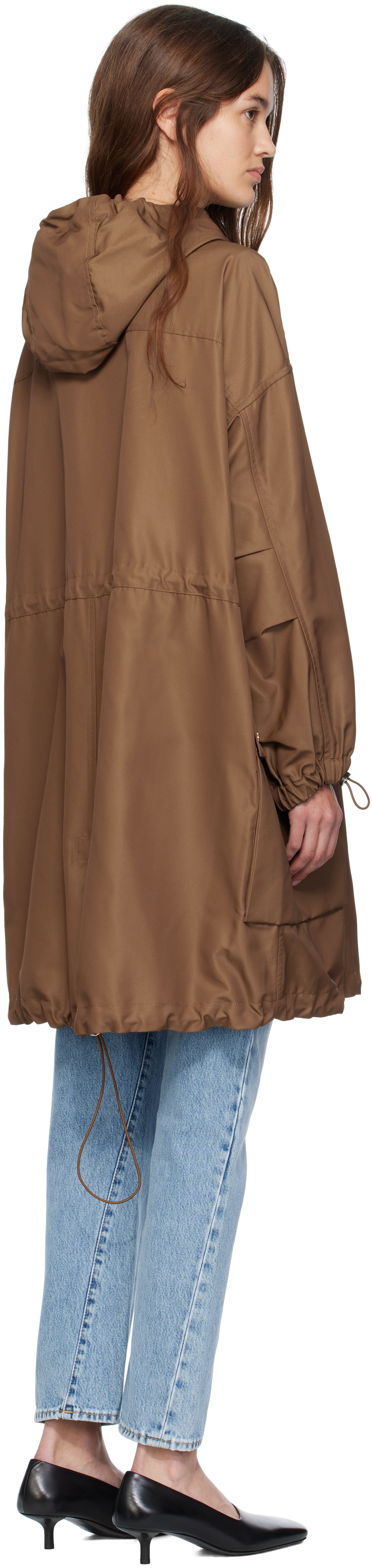 Max Mara Hooded Flap-pocket Jacket In Brown
