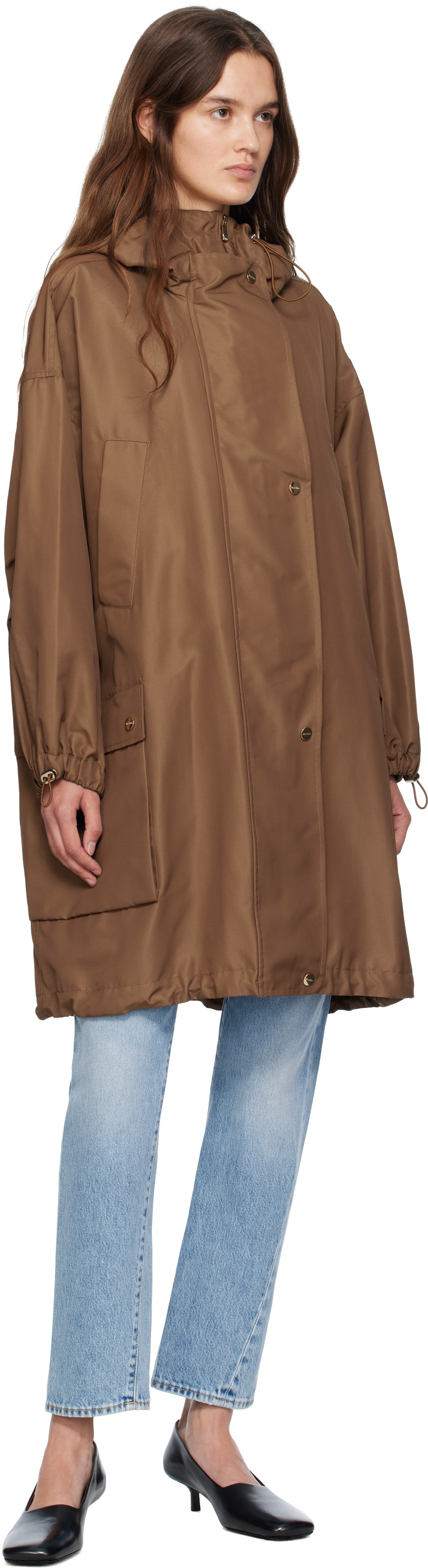 Max Mara Hooded Flap-pocket Jacket In Brown
