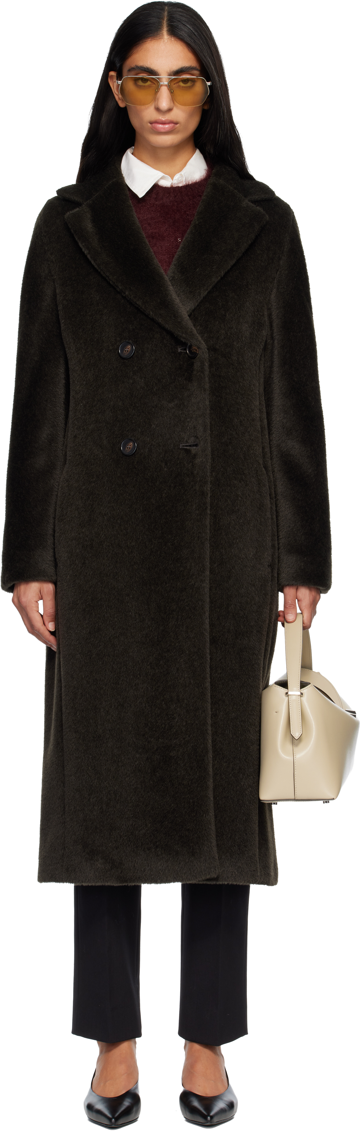 Max Mara Green Rosanna Faux-fur Coat