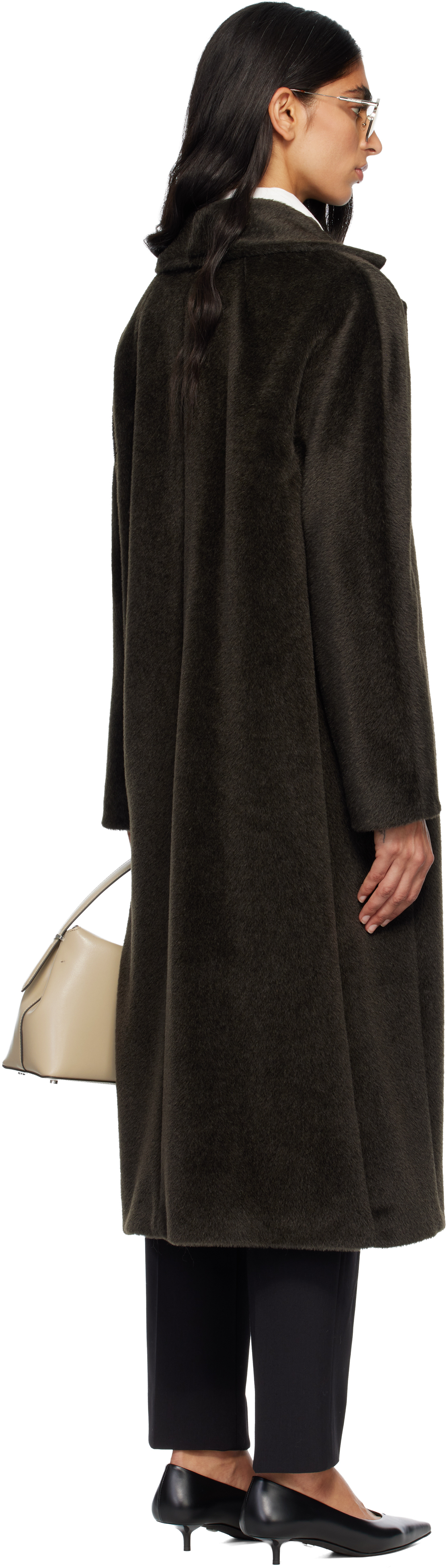 Max Mara Green Rosanna Faux-fur Coat In Black